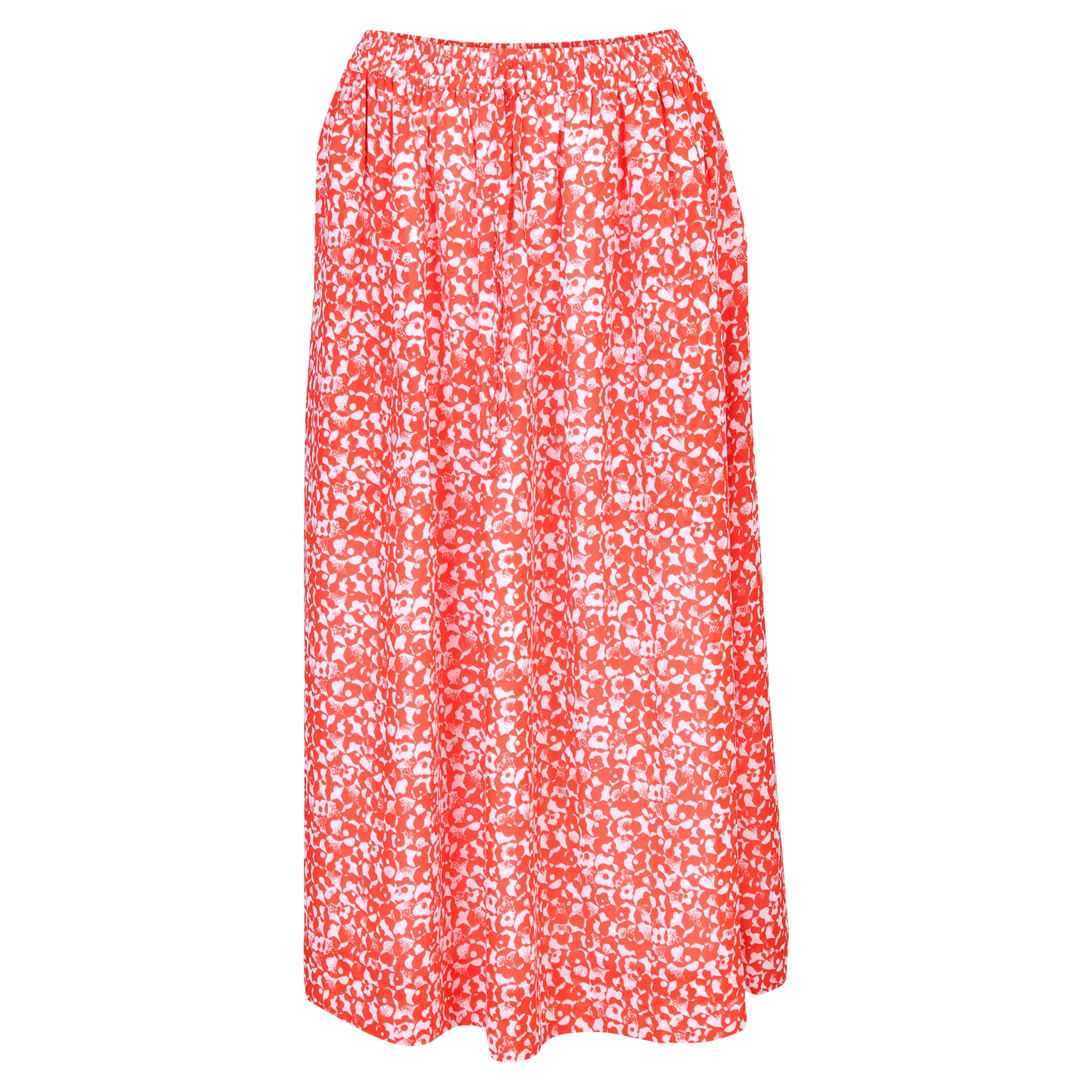 Ganni Printed Light Crepe Maxi Skirt in Mini Floral Orangedot 40