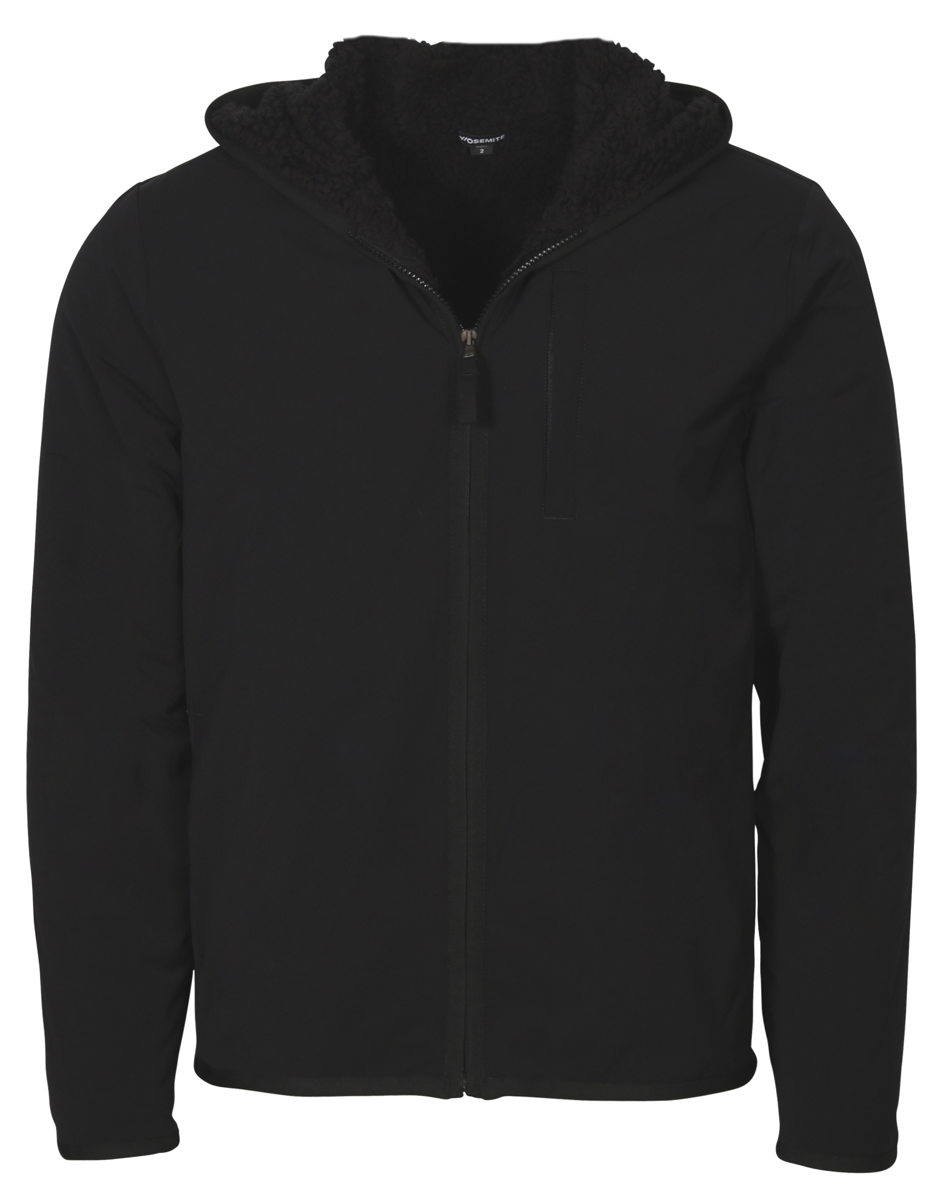 James Perse Sherpa Lined Performance Hooded Jacket Tech Stretch Black