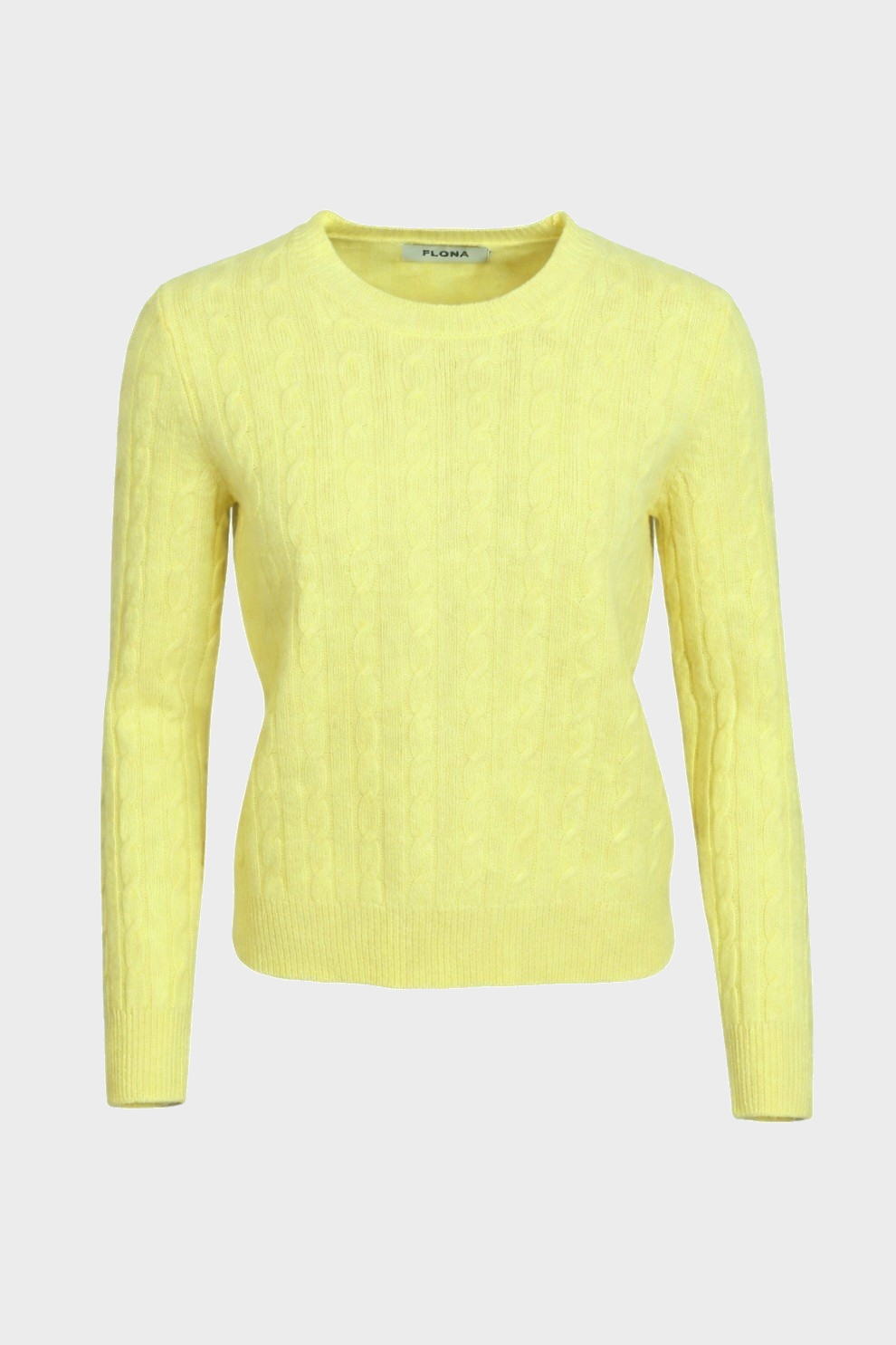 FLONA Cashmere Cable-Knit Sweater in Light Yellow L