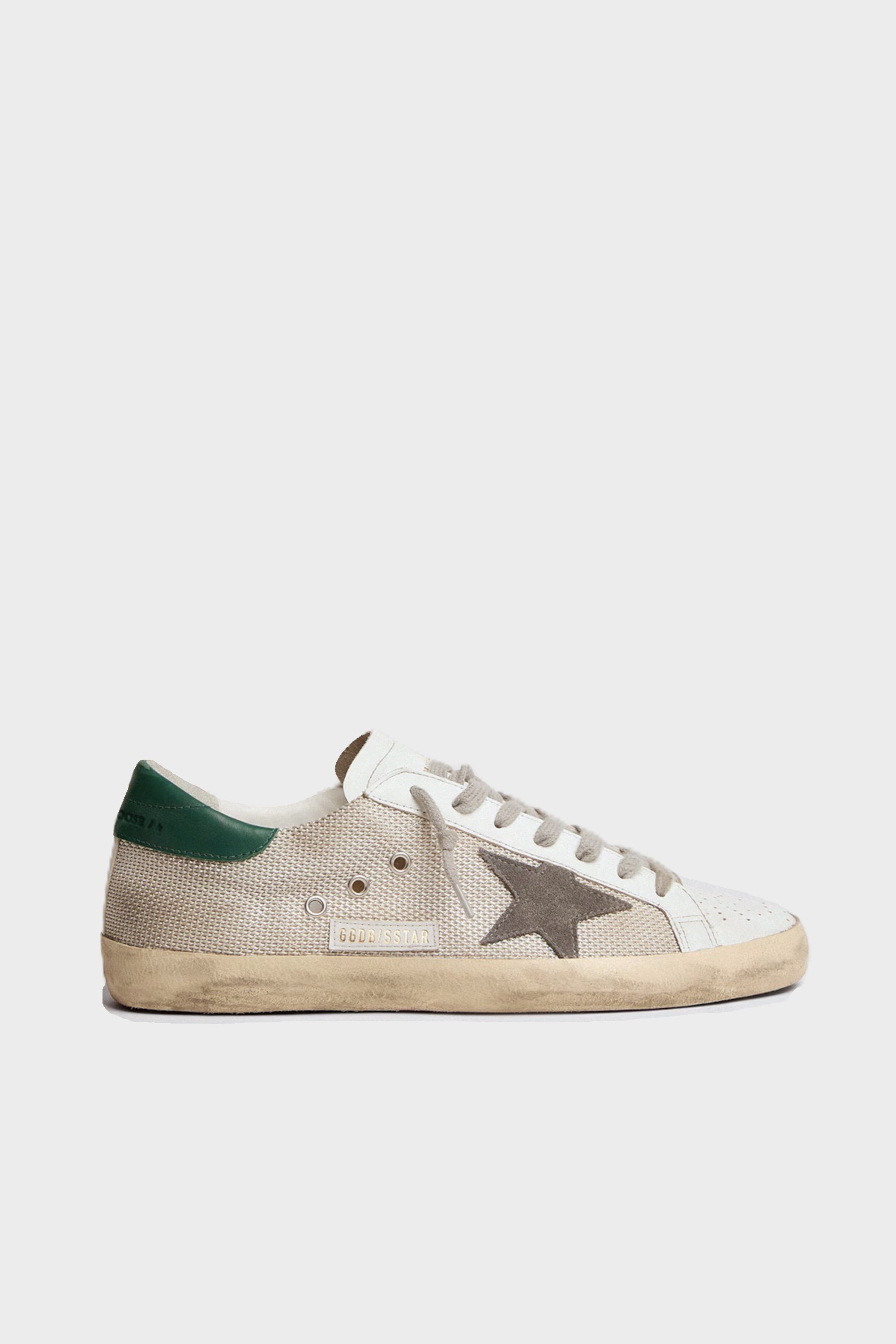 GOLDEN GOOSE Super-Star Net Grey Suede Star Green Heel