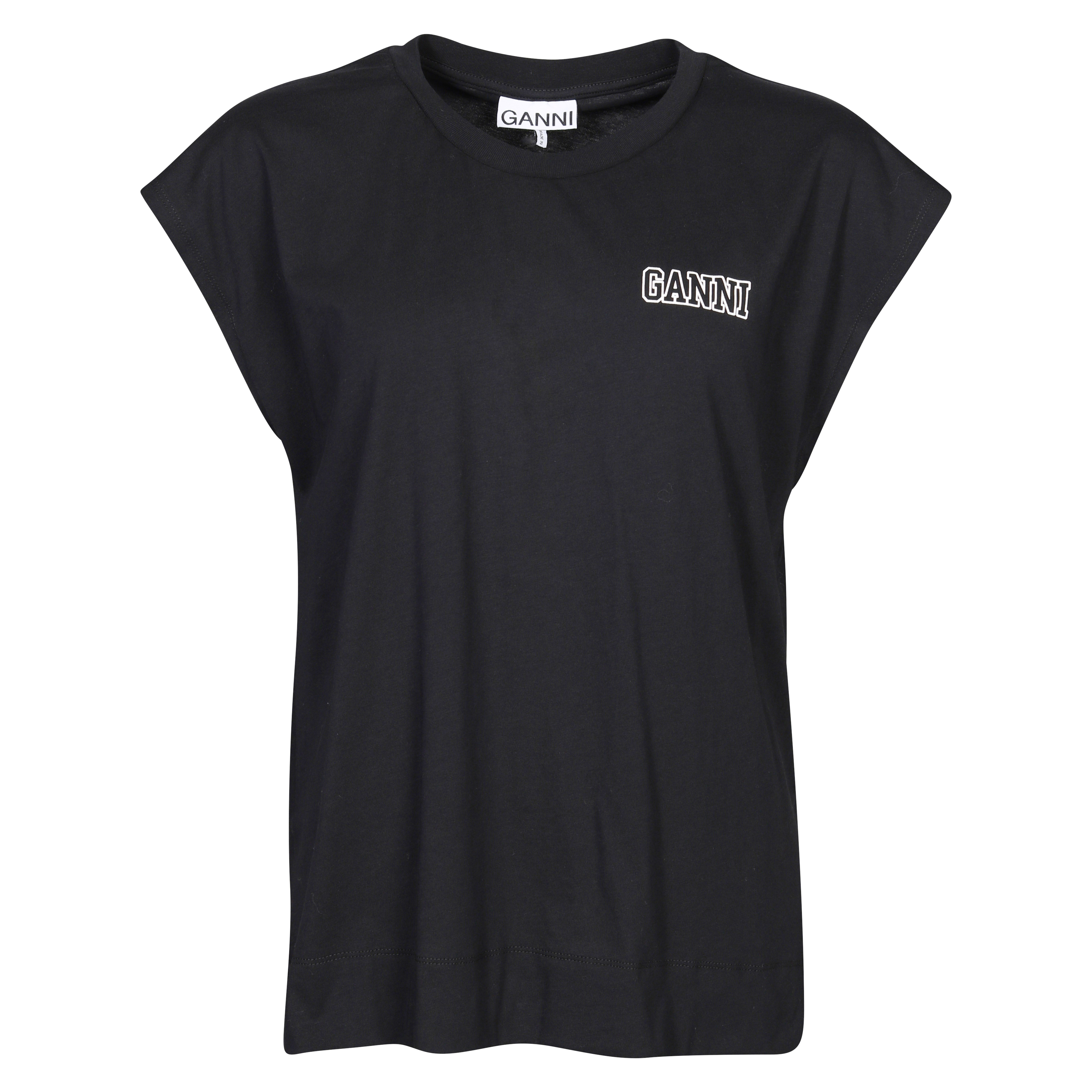 Ganni Organic Cotton Sleeveless T-Shirt Black