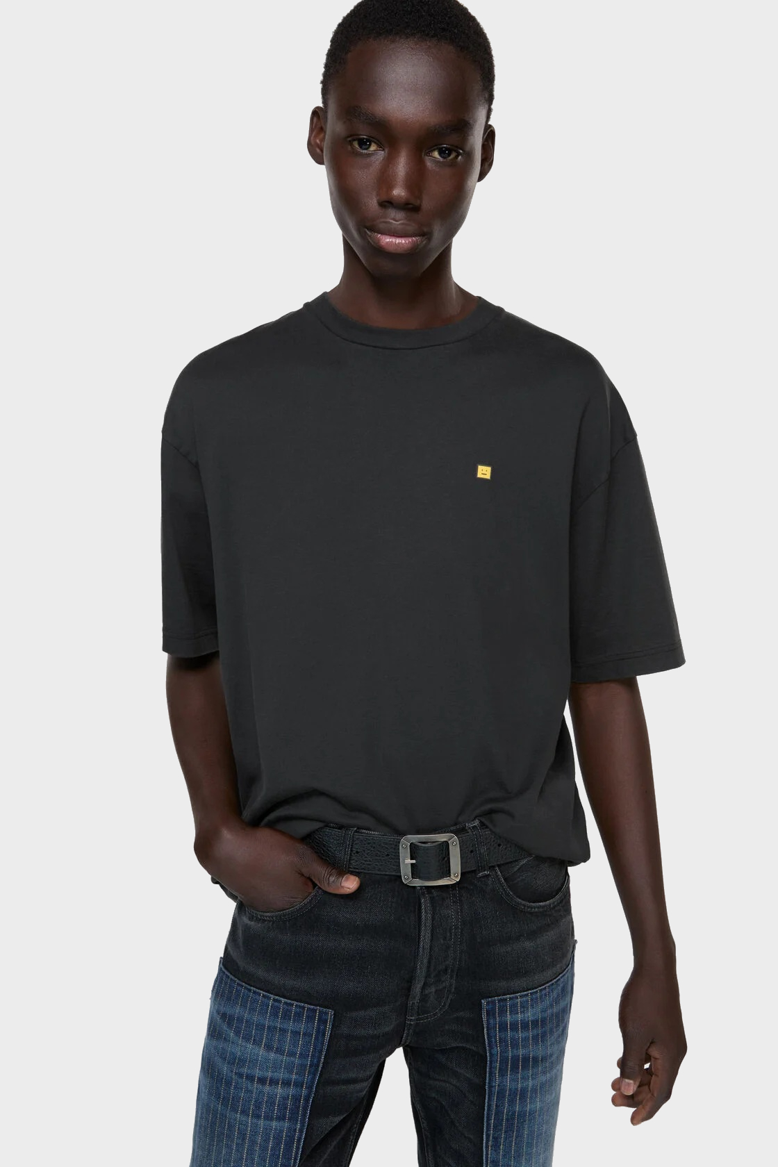 ACNE STUDIOS Face T-Shirt in Black/Yellow Logo
