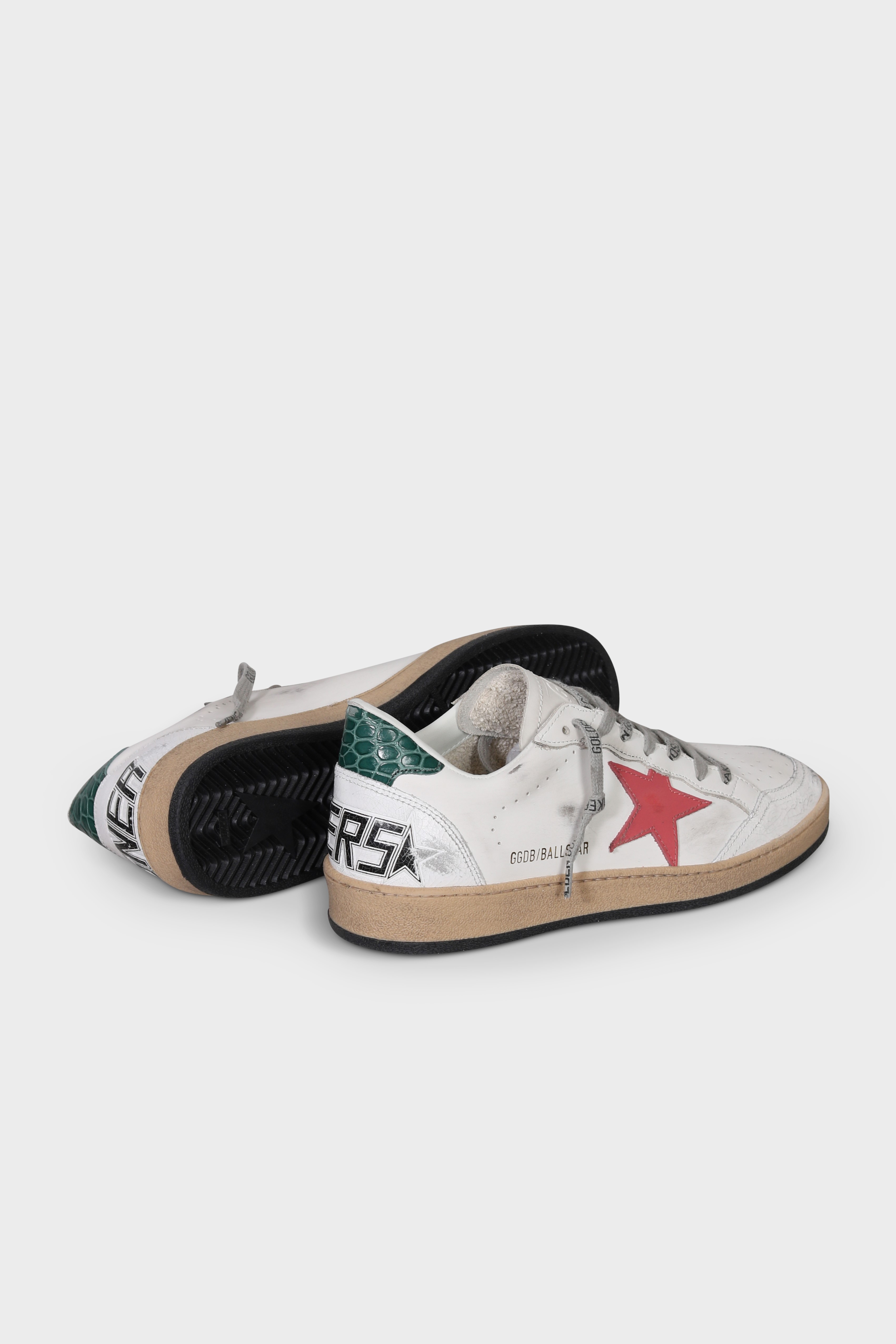 GOLDEN GOOSE Ballstar Leather White/Mineral Red/Green 38