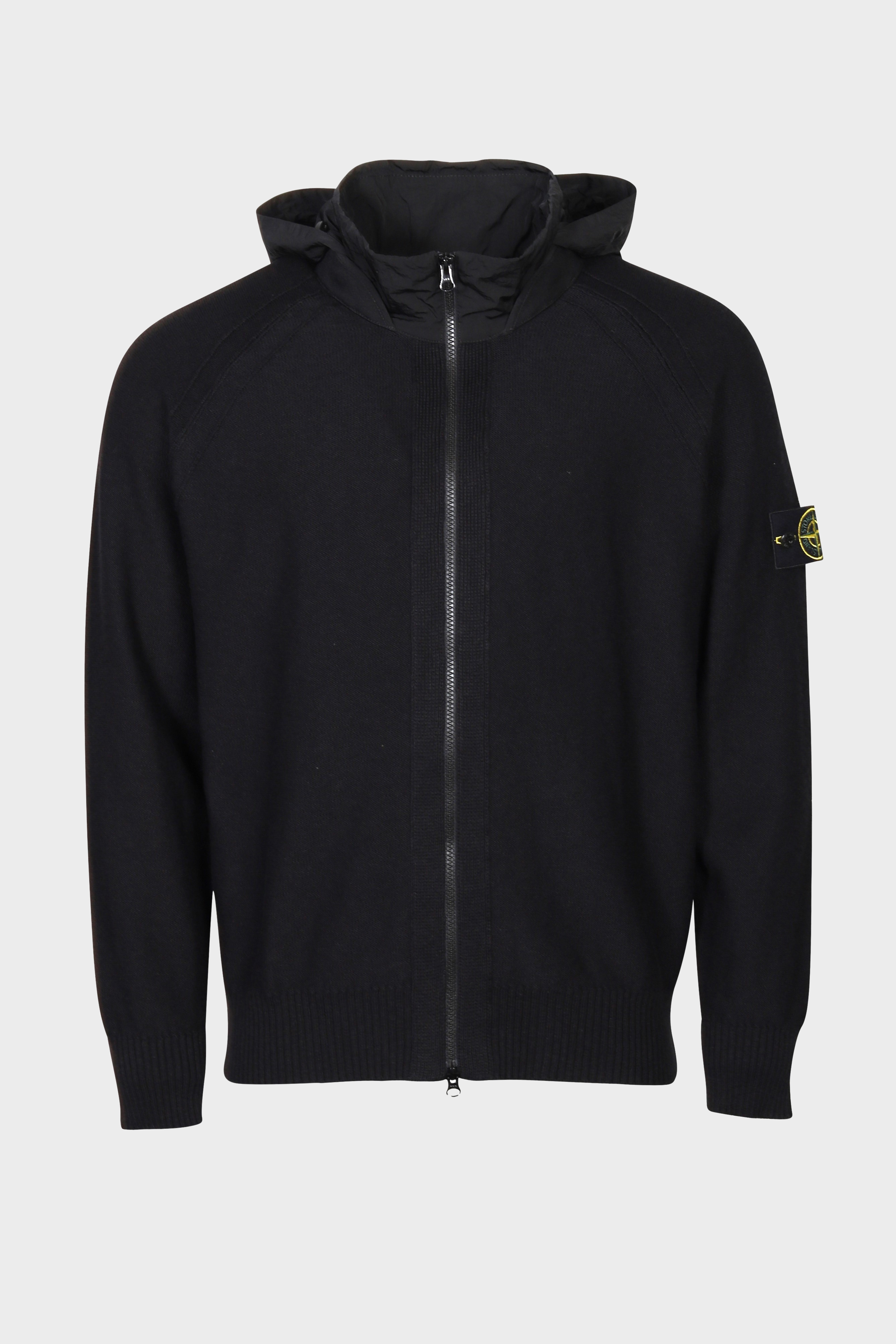 STONE ISLAND Nylon Hooded Knit Jacket in Black 3XL