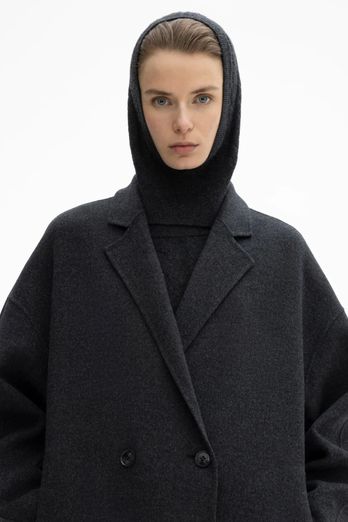DAGMAR Ribbed Balaklava in Graphite Grey