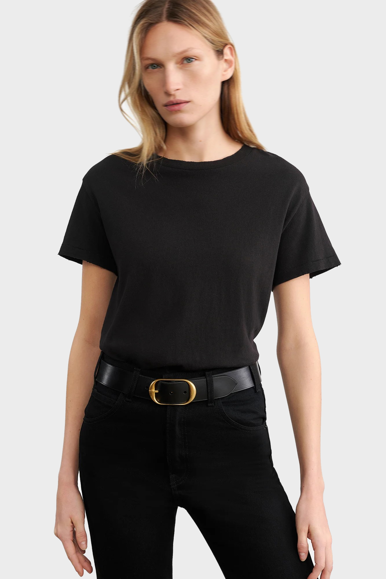 NILI LOTAN Loose Fit T-Shirt in Washed Black