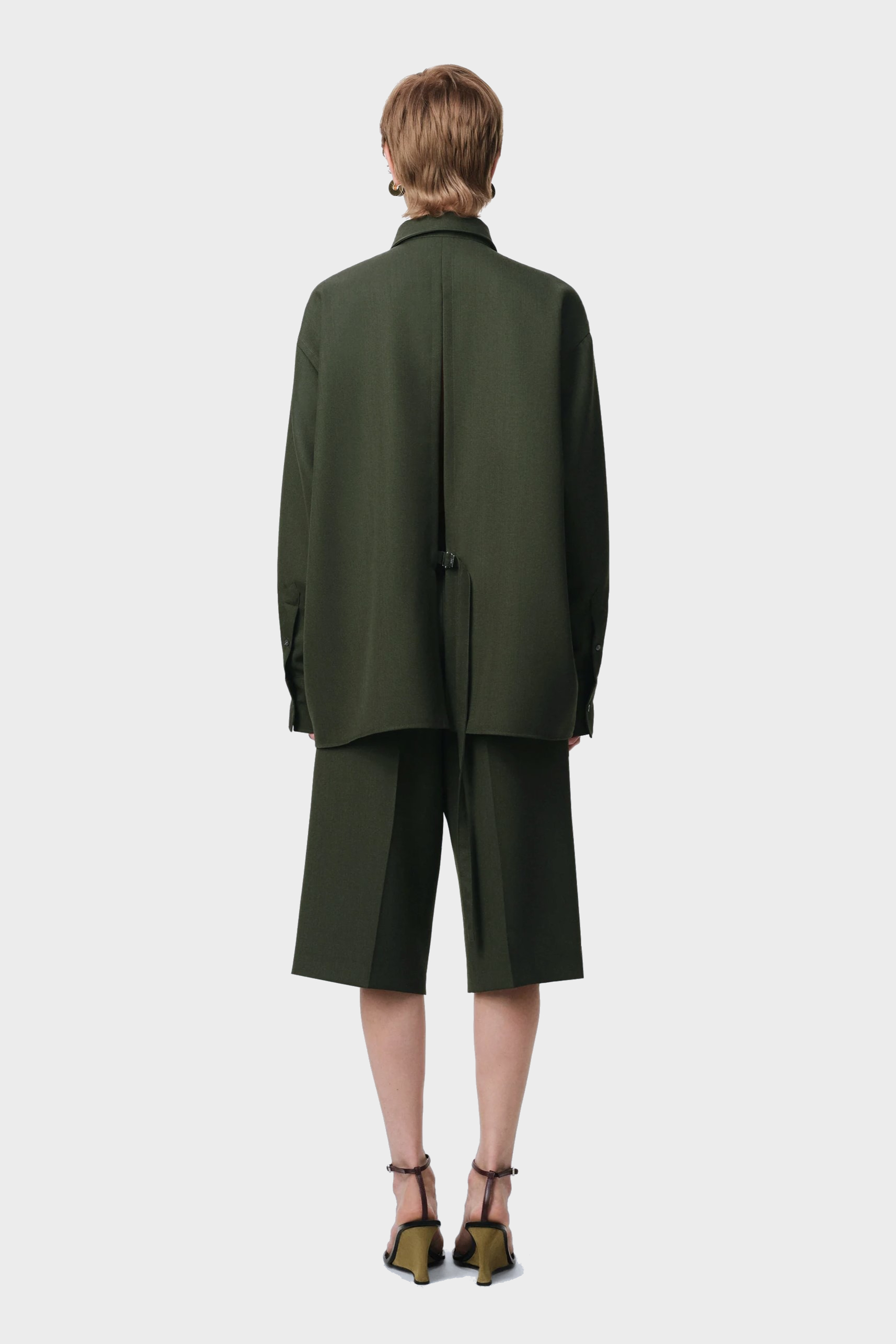 AMI PARIS Back Slit Oversized Shirt in Loden AMI PARIS Back Slit Oversized Shirt in Loden