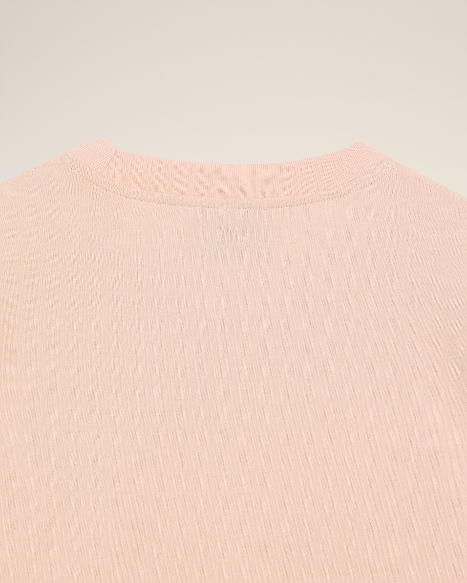 AMI PARIS de Coeur Embossed T-Shirt in Powder