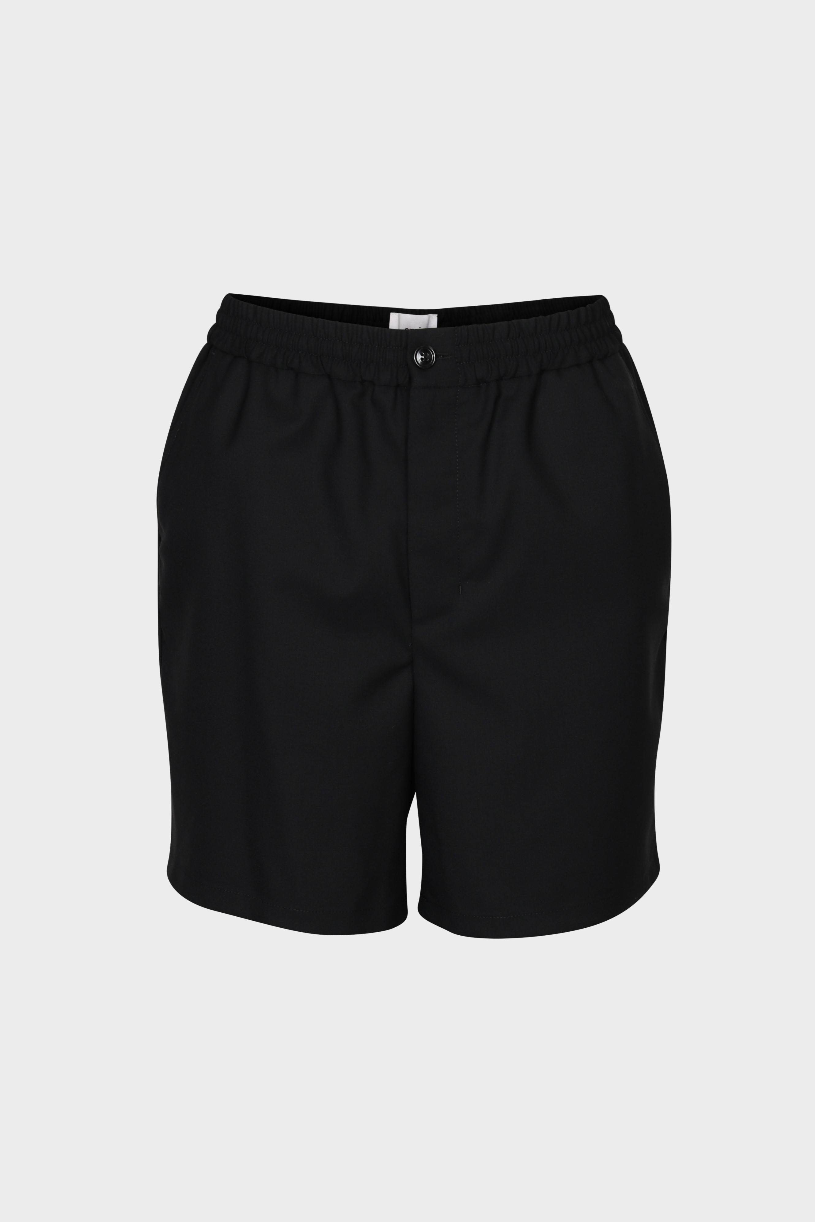 AMI PARIS Elasticated Waist Wool Shorts in Black