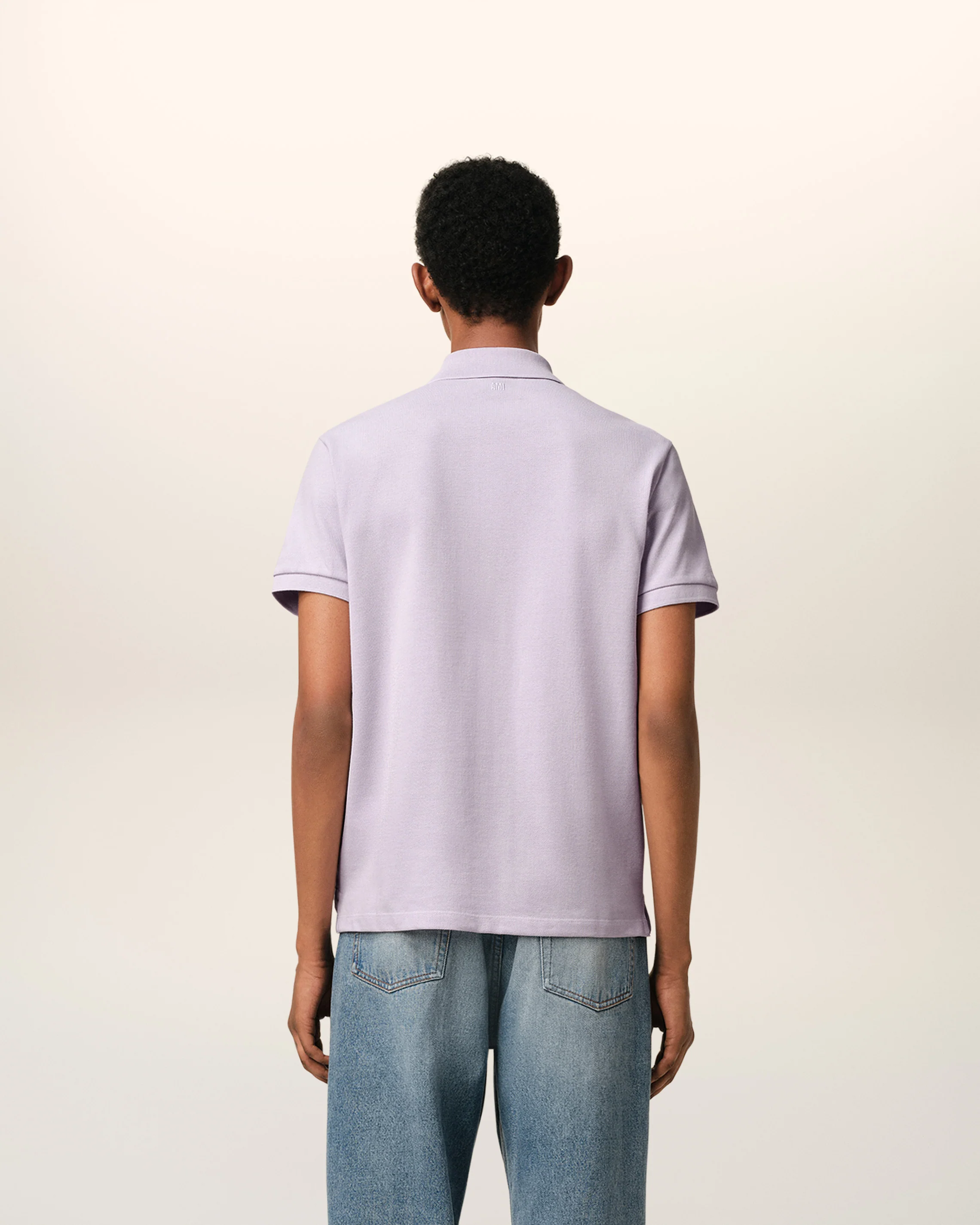 AMI PARIS de Coeur Pique Polo Shirt in Lilac AMI PARIS de Coeur Pique Polo Shirt in Lilac