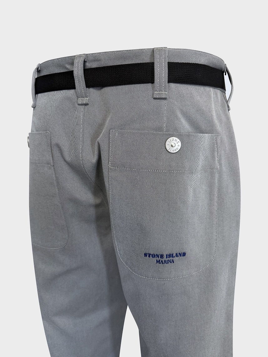 STONE ISLAND MARINA Belted Pant in Silver Blue