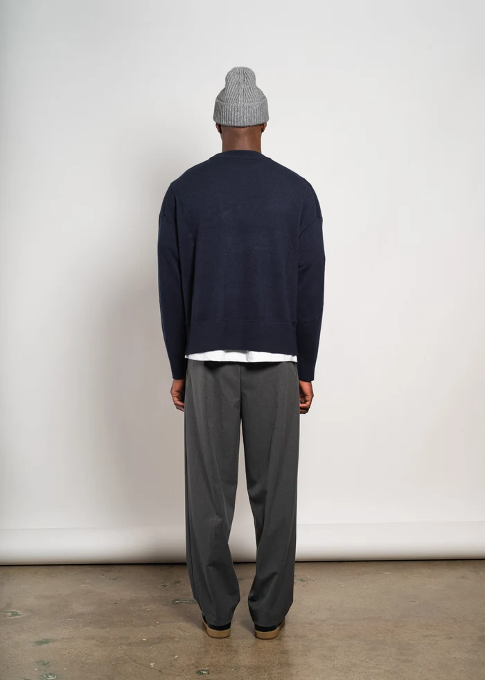YACAIA Oversize Merino/Cashmere Sweater in Navy