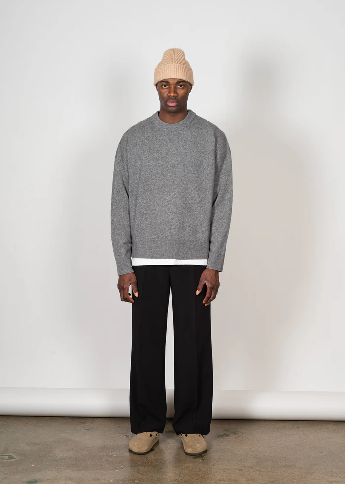 YACAIA Wool/Cashmere Sweater in Grey Melange XXL