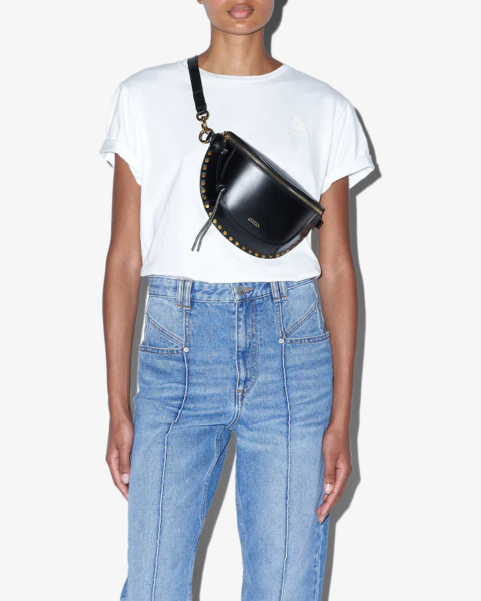 ISABEL MARANT Skano Fannypack in Black Shiny with Studs
