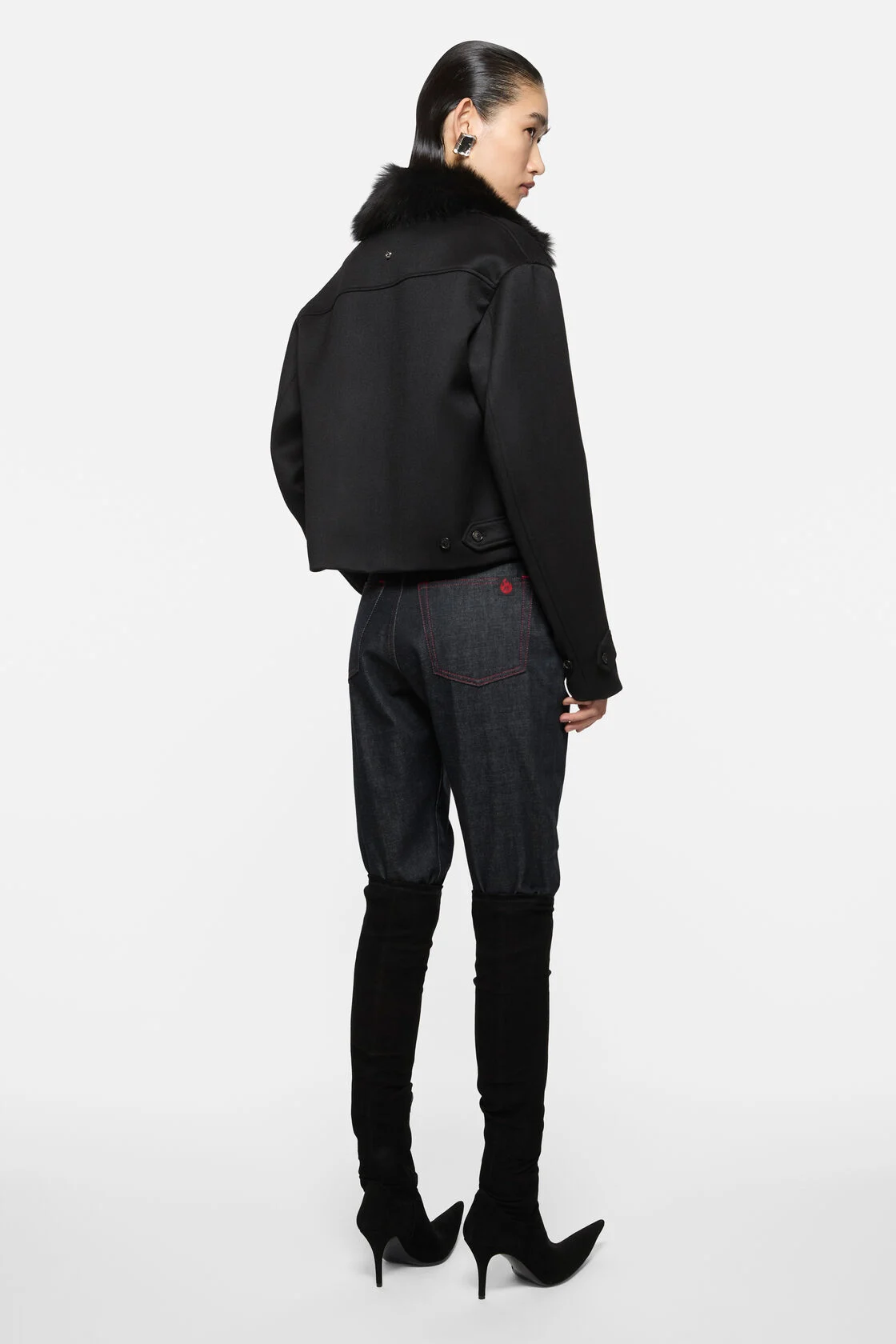 ACNE STUDIOS Satin-Wool Bomber Jacket in Black