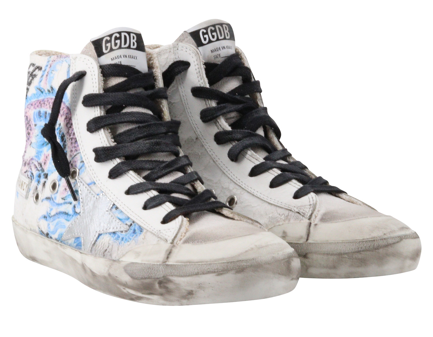 Golden Goose Francy Lace Upper With Japanese Print Crackle Star