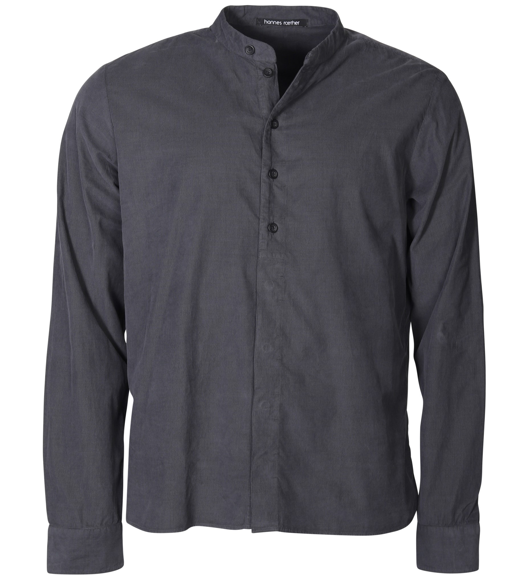 HANNES ROETHER Fine Corduroy Shirt in Dark Grey