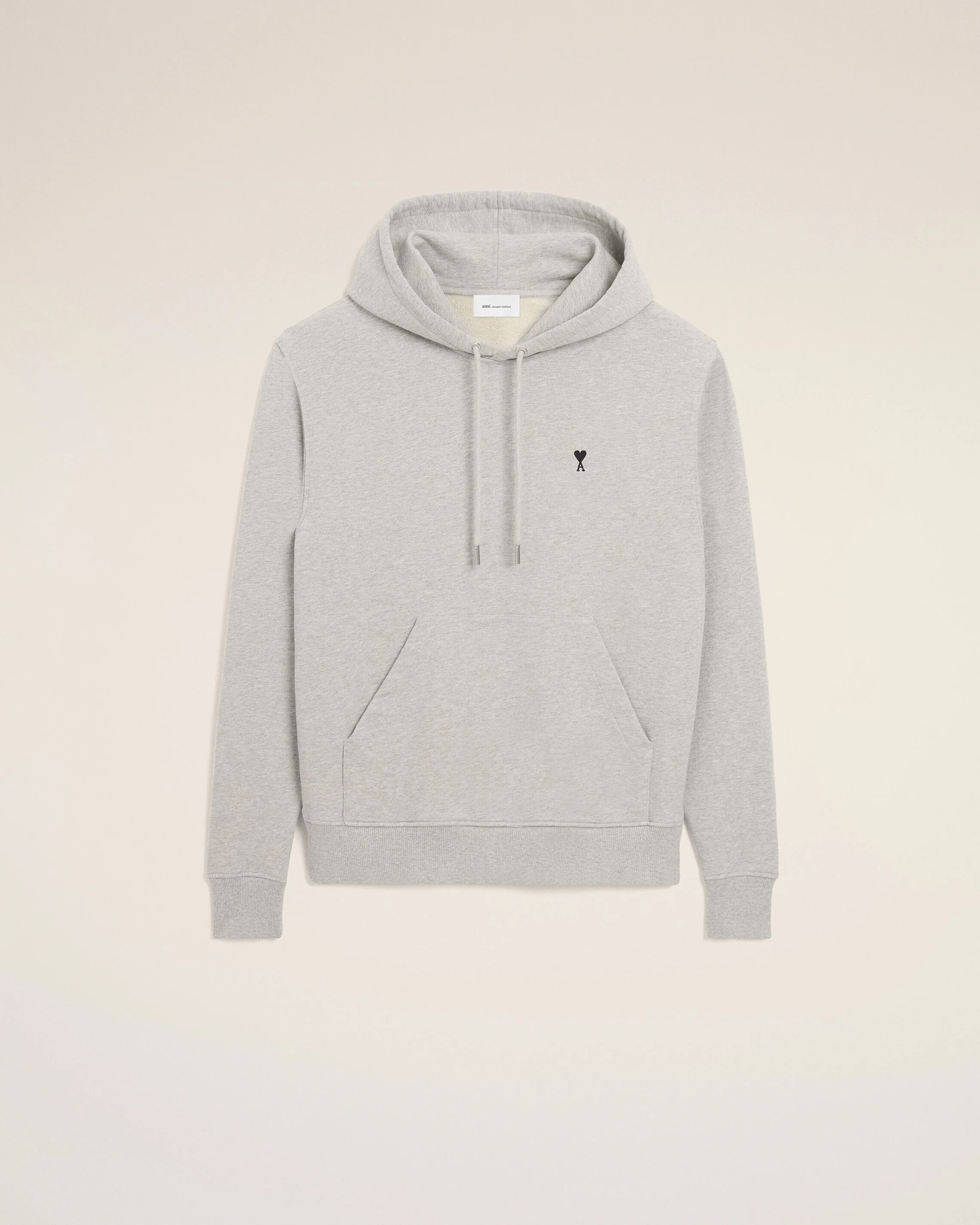 AMI PARIS de Coeur Logo Hoodie in Heather Ash Grey/Black