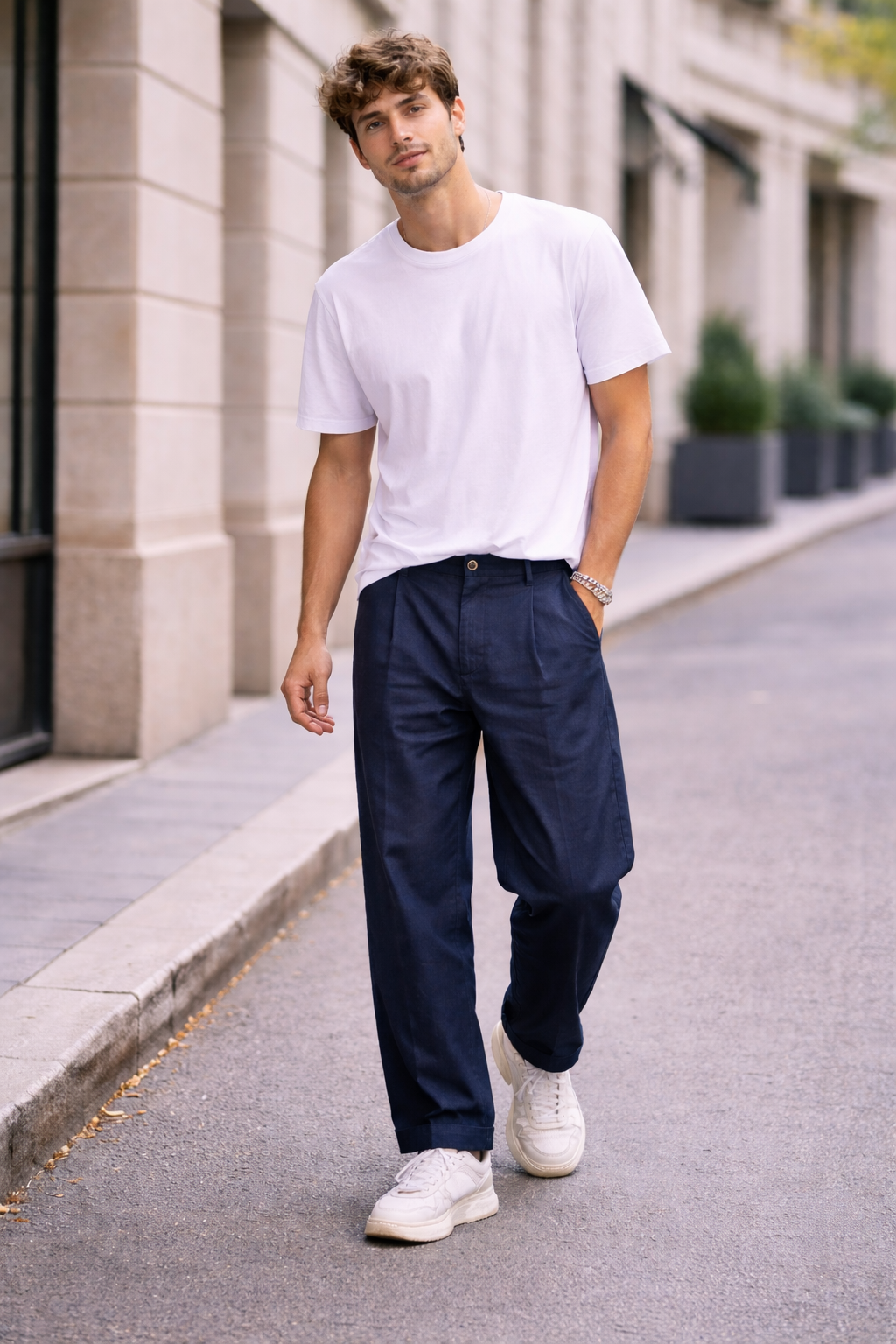 NINE:INTHE:MORNING Giulio Barrel Fit Pant in Navy