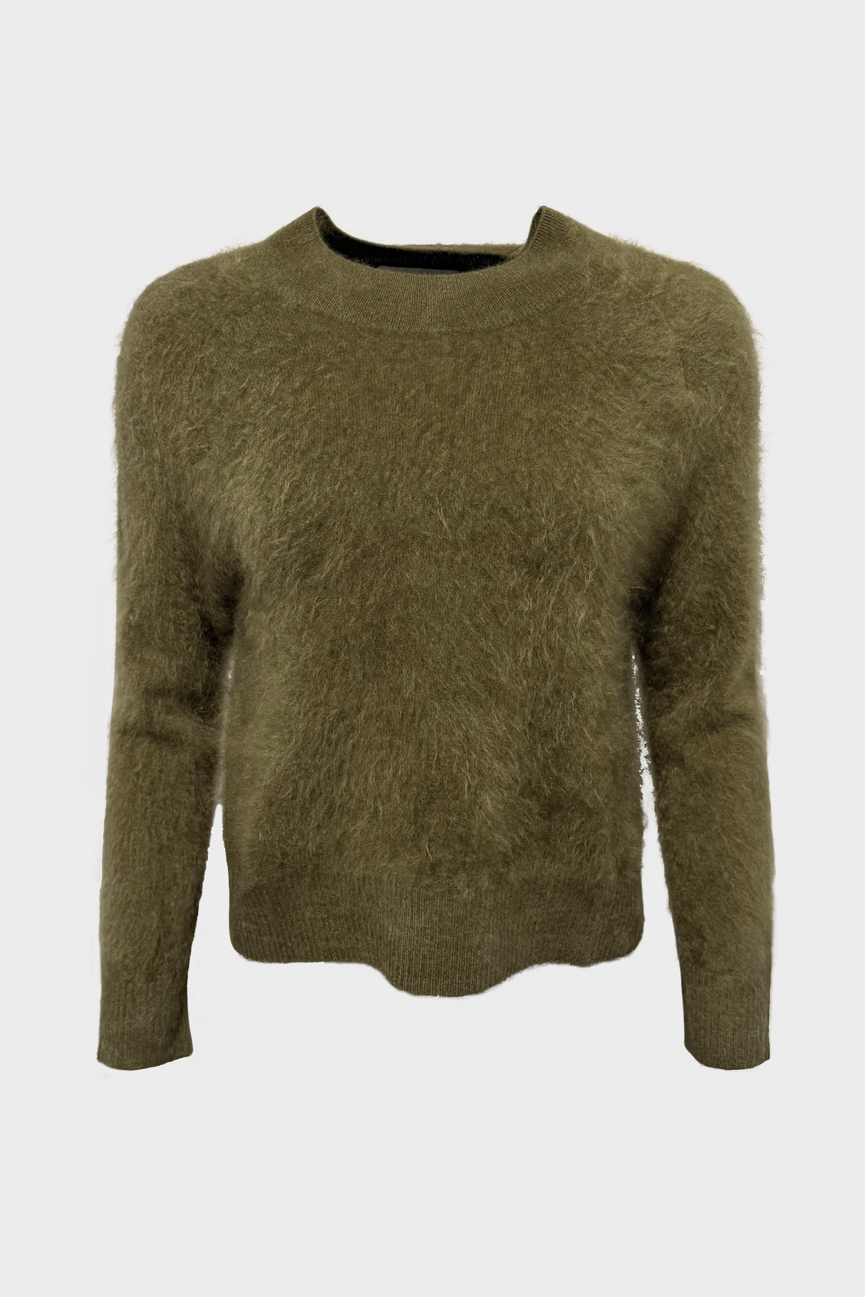FLONA Cropped Brushed Cashmere Sweater in Forest