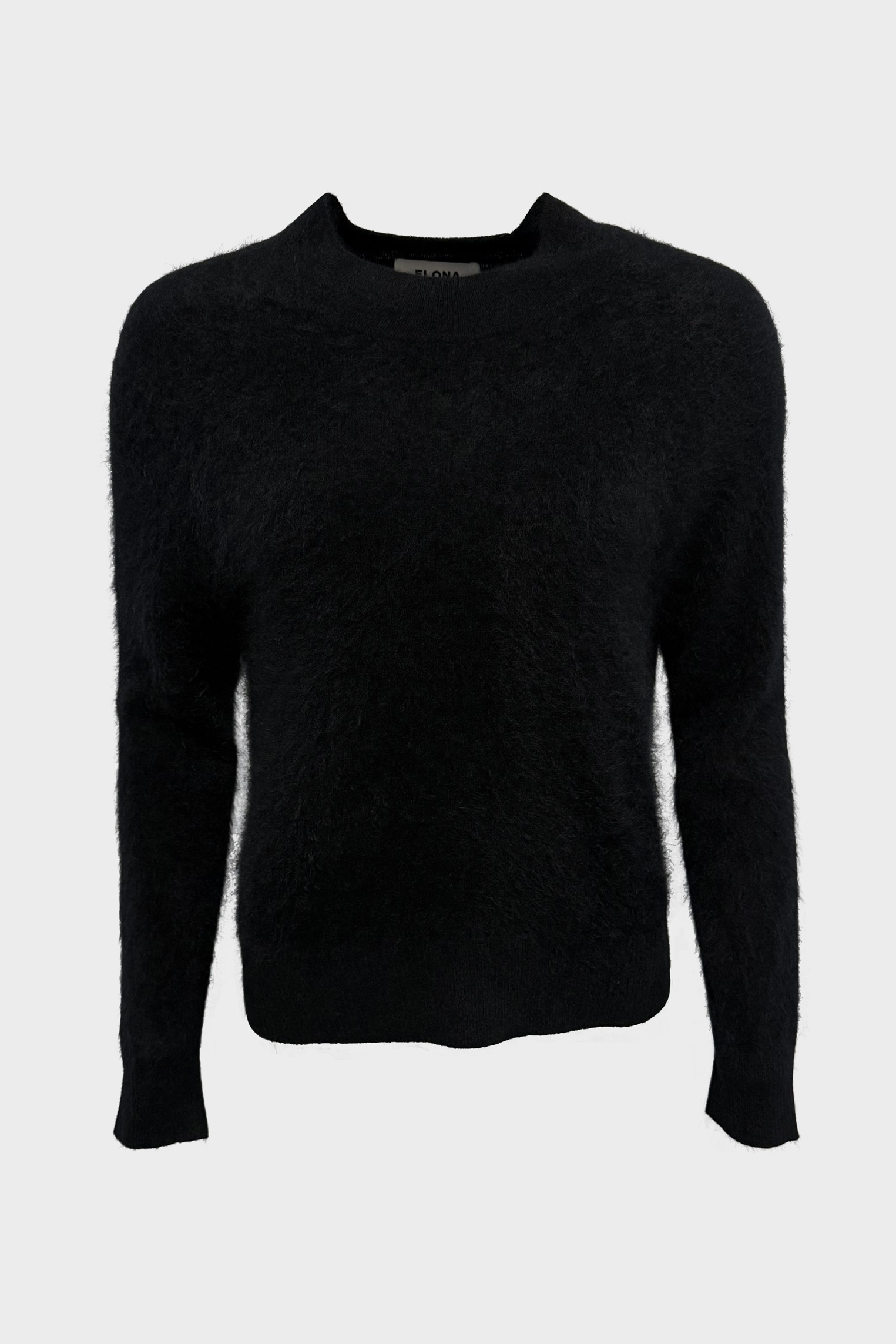 FLONA Cropped Brushed Cashmere Sweater in Black FLONA Cropped Brushed Cashmere Sweater in Black