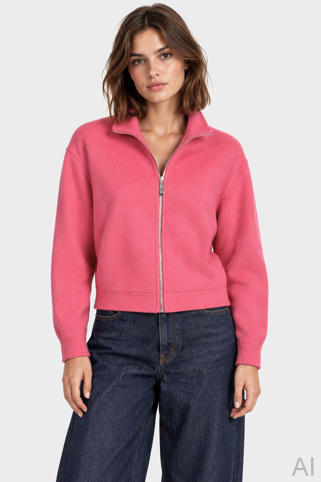 FLONA Wool Biker Jacket in Pink