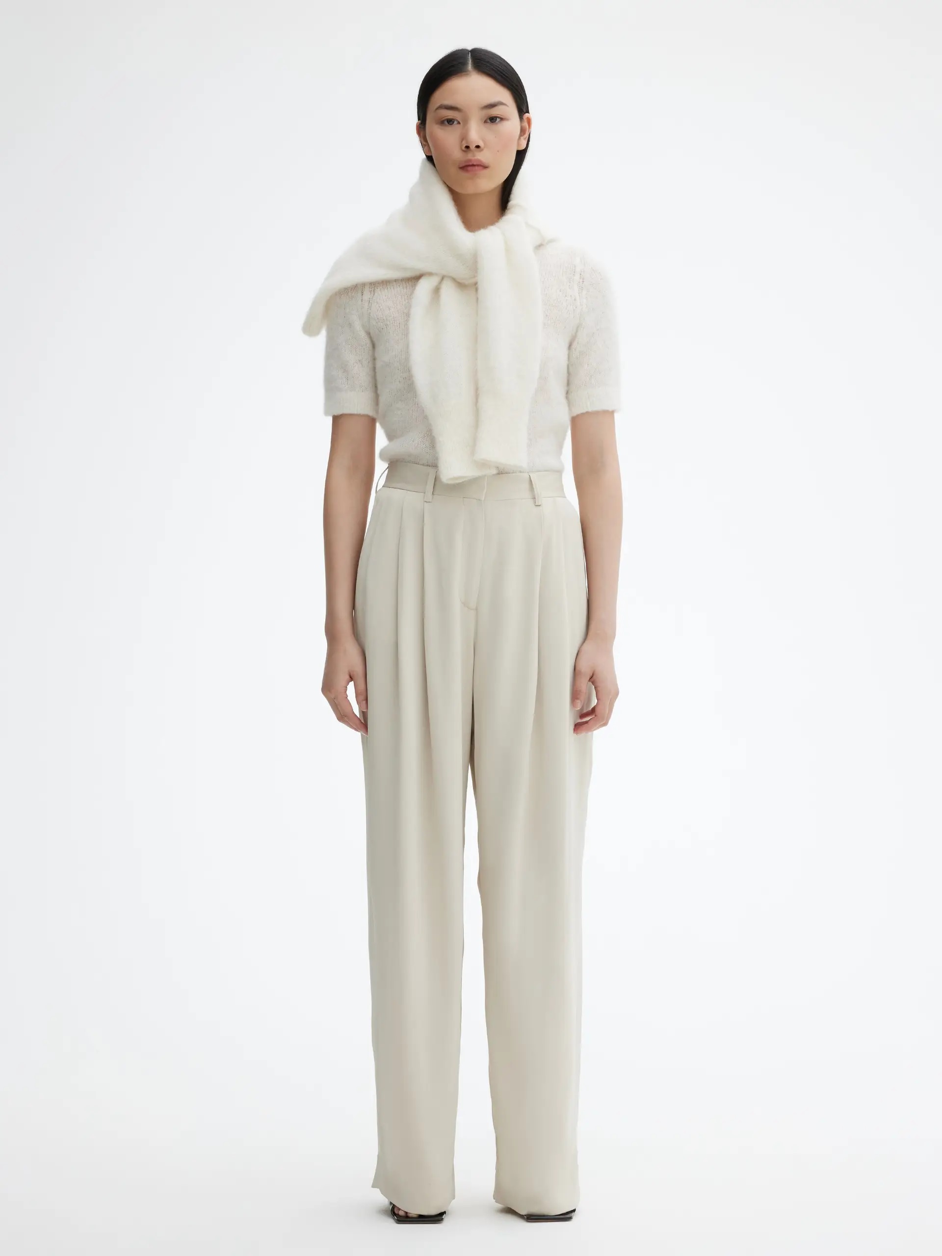 DAGMAR Wide Suit Pant in Pearl Grey 36