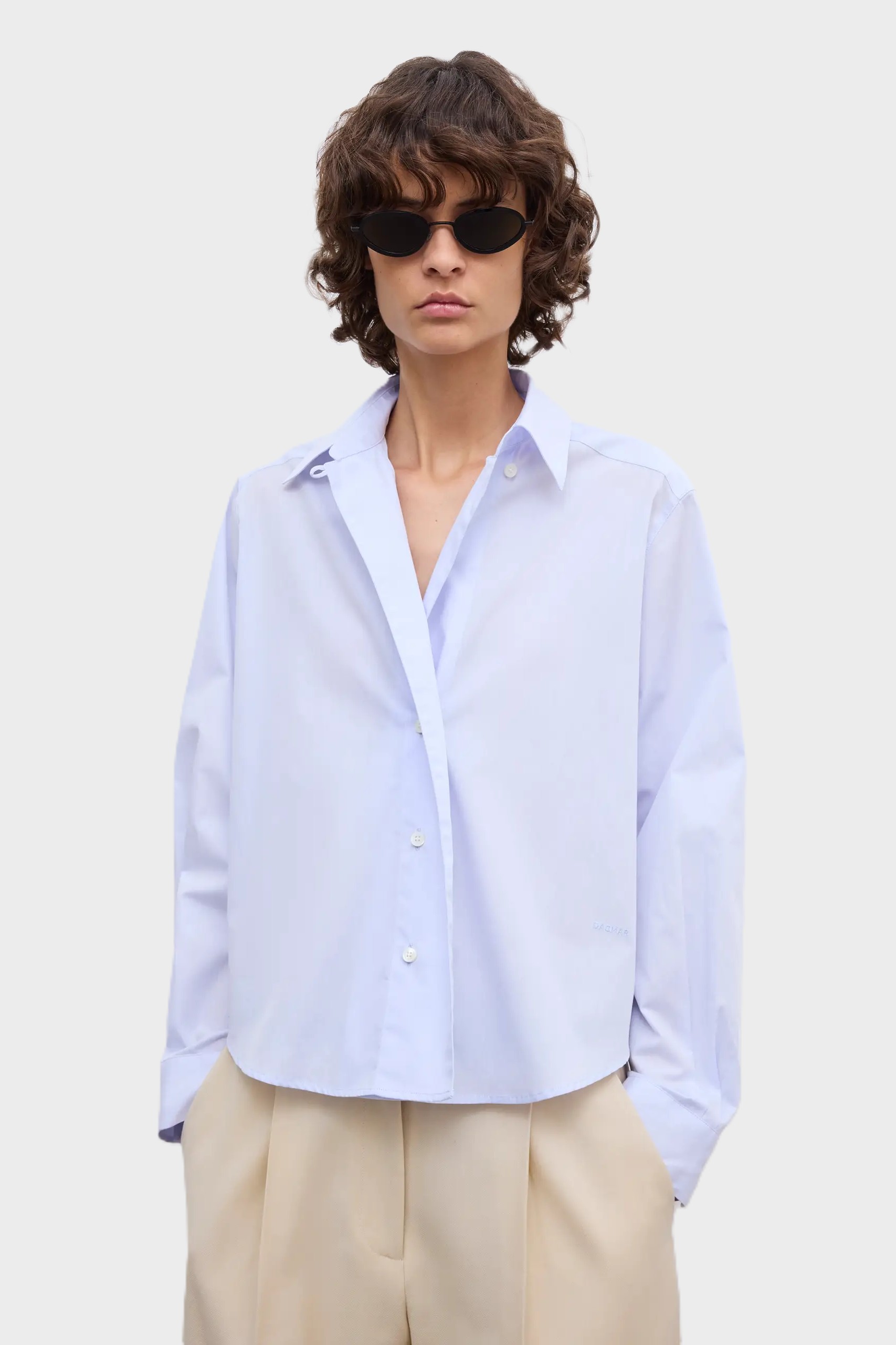 DAGMAR Cropped Shirt in Light Blue