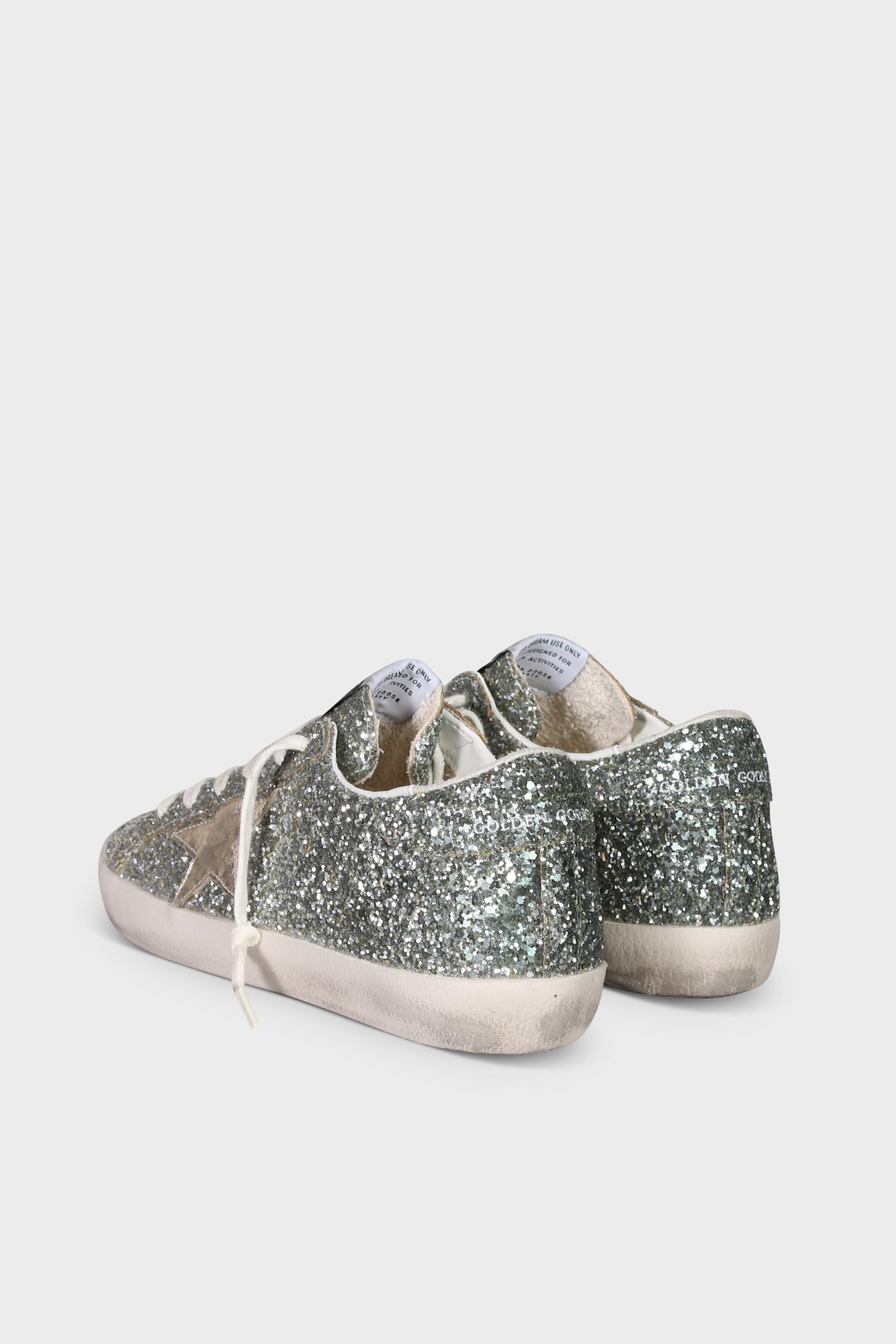 GOLDEN GOOSE Super Star Glitter in Platinum Green
