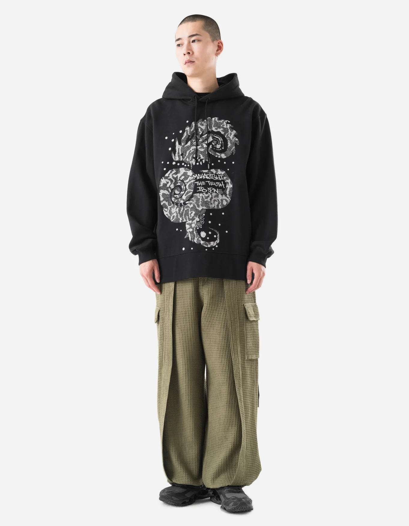 MAHARISHI 6203 Waffle Cargo Hakama Pants in Olive