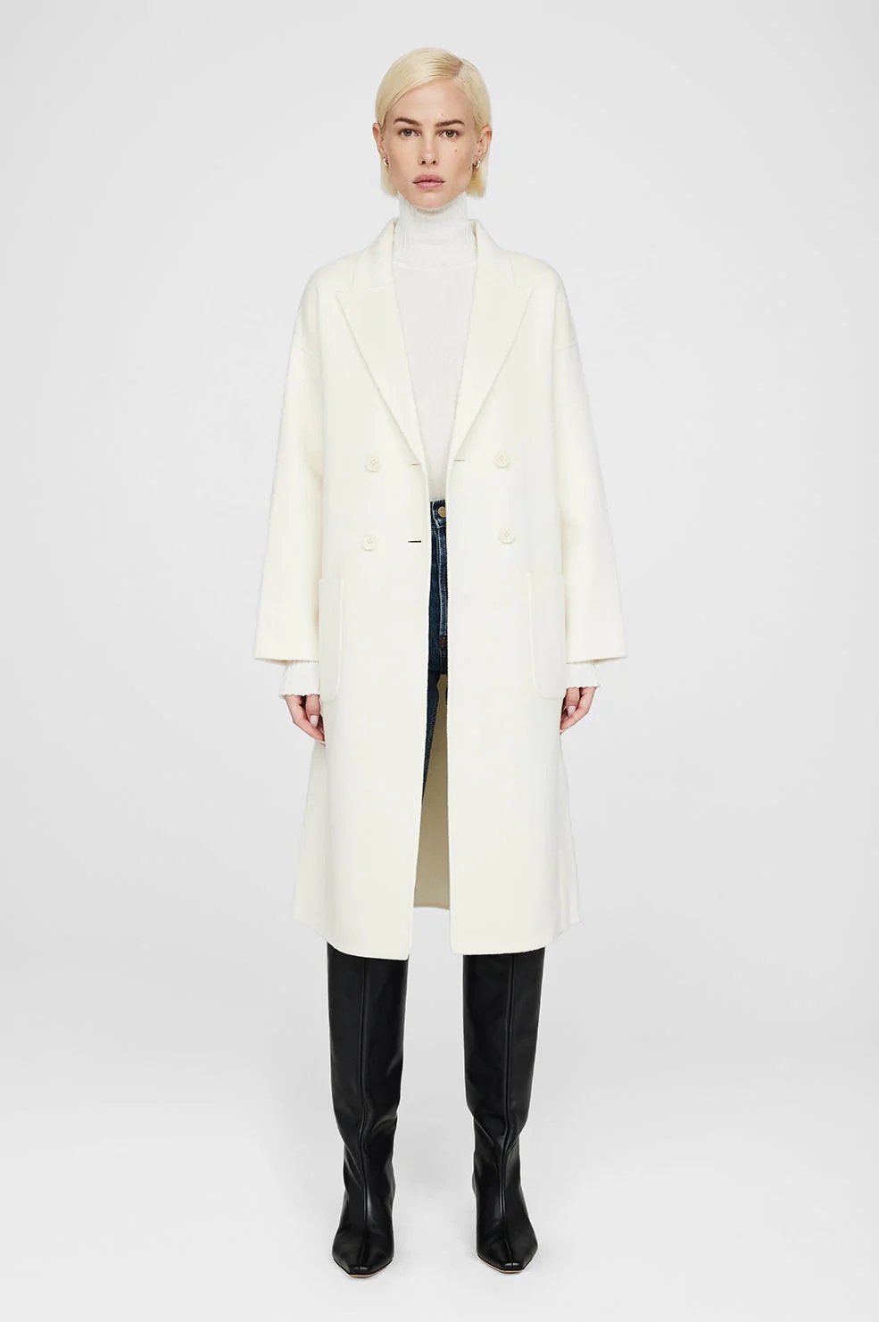 Anine Bing Wool Coat Dylan in Ivory XS