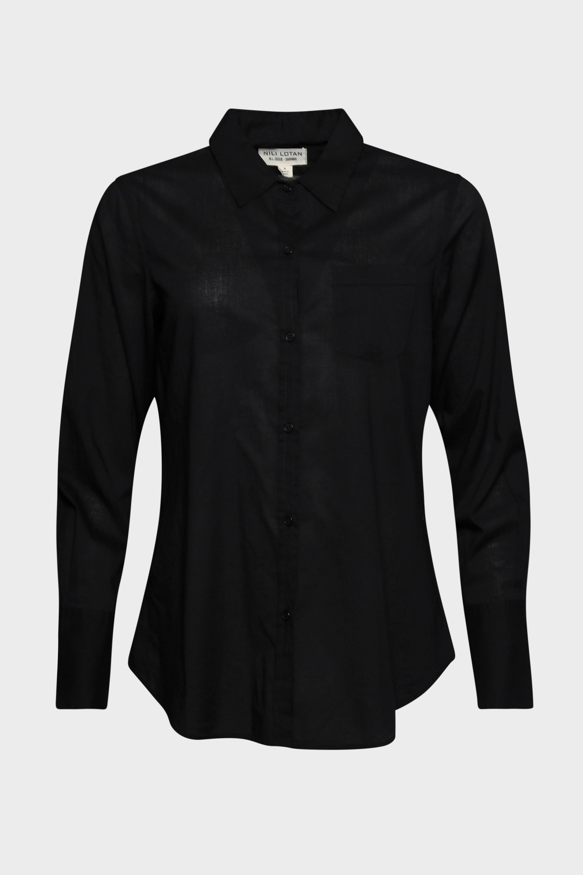 NILI LOTAN Cotton Voile NL Shirt in Black XL