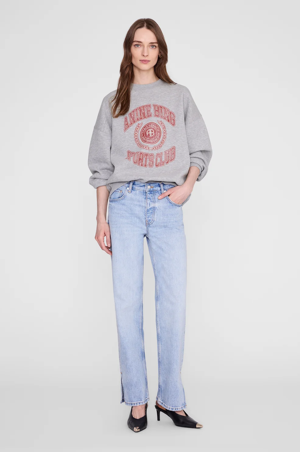 ANINE BING Miles Sweatshirt Collegiate in Grey