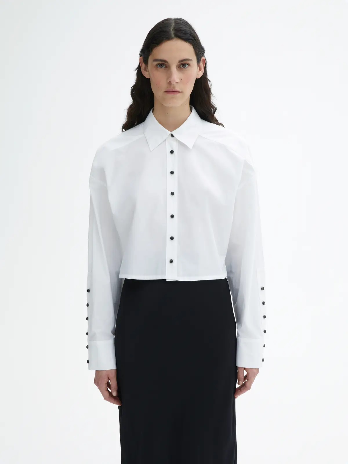 DAGMAR Cropped Cotton Shirt in White 34