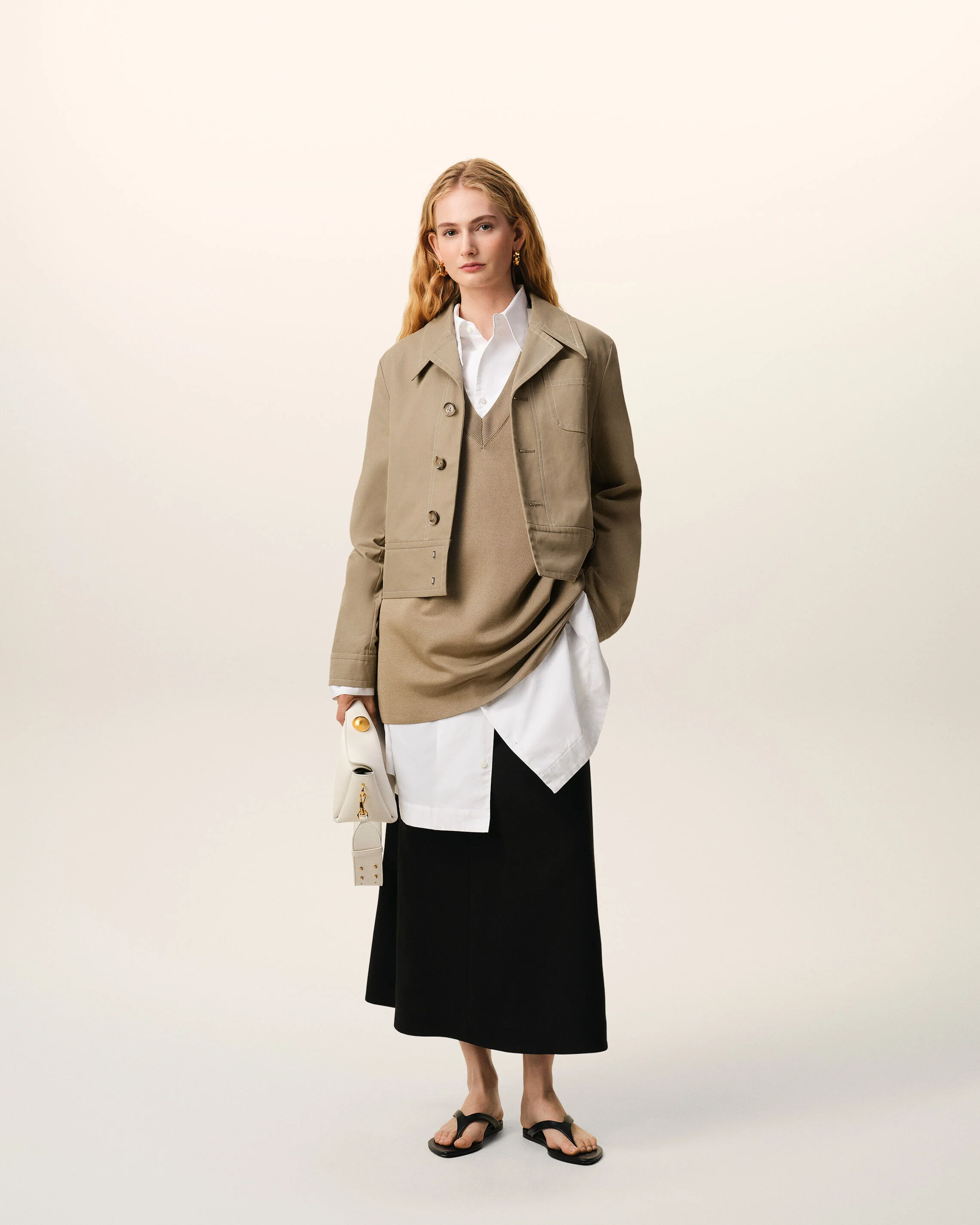 AMI PARIS Cropped Jacket in Beige L