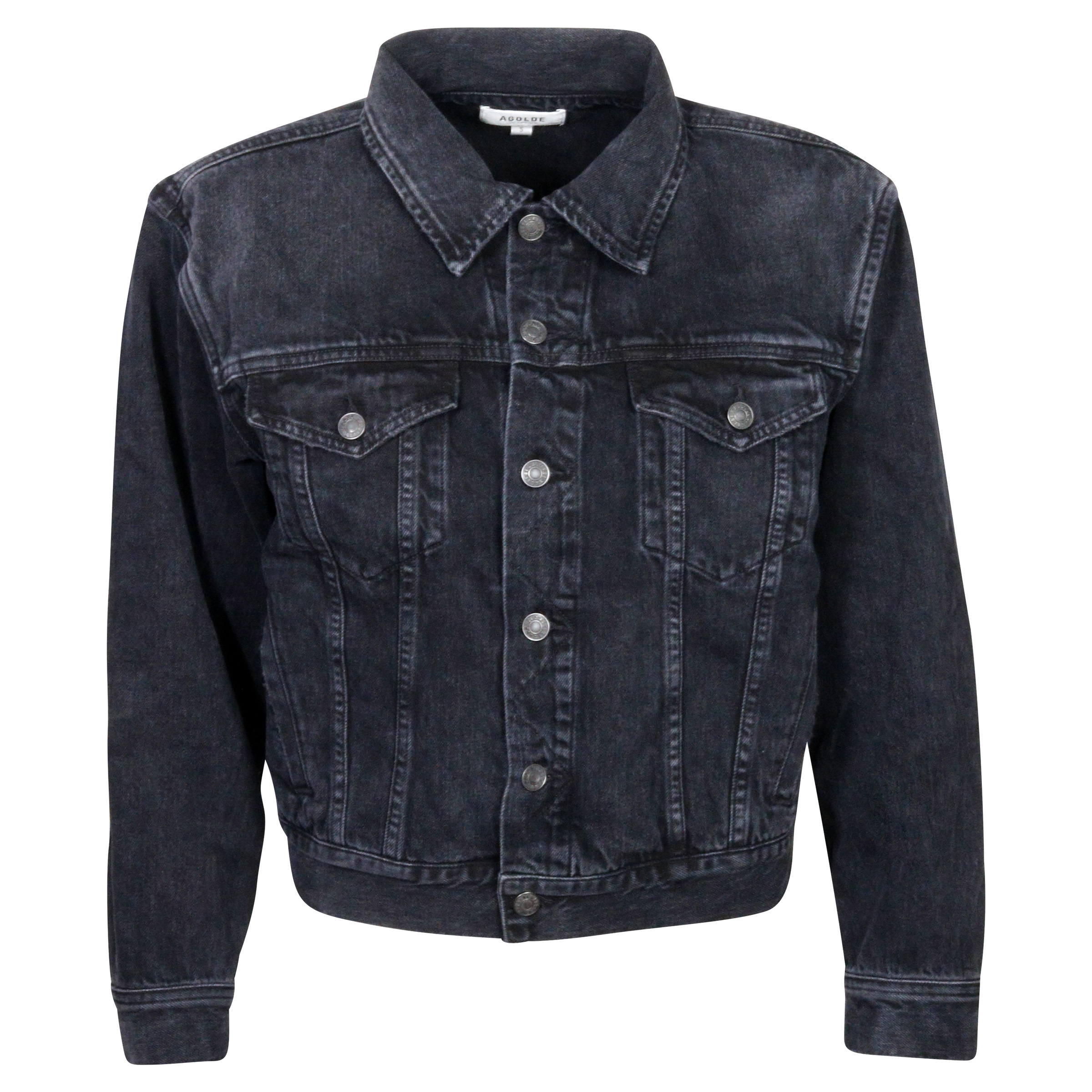 Agolde Denim Jacket Blanca Elasticated Black Washed