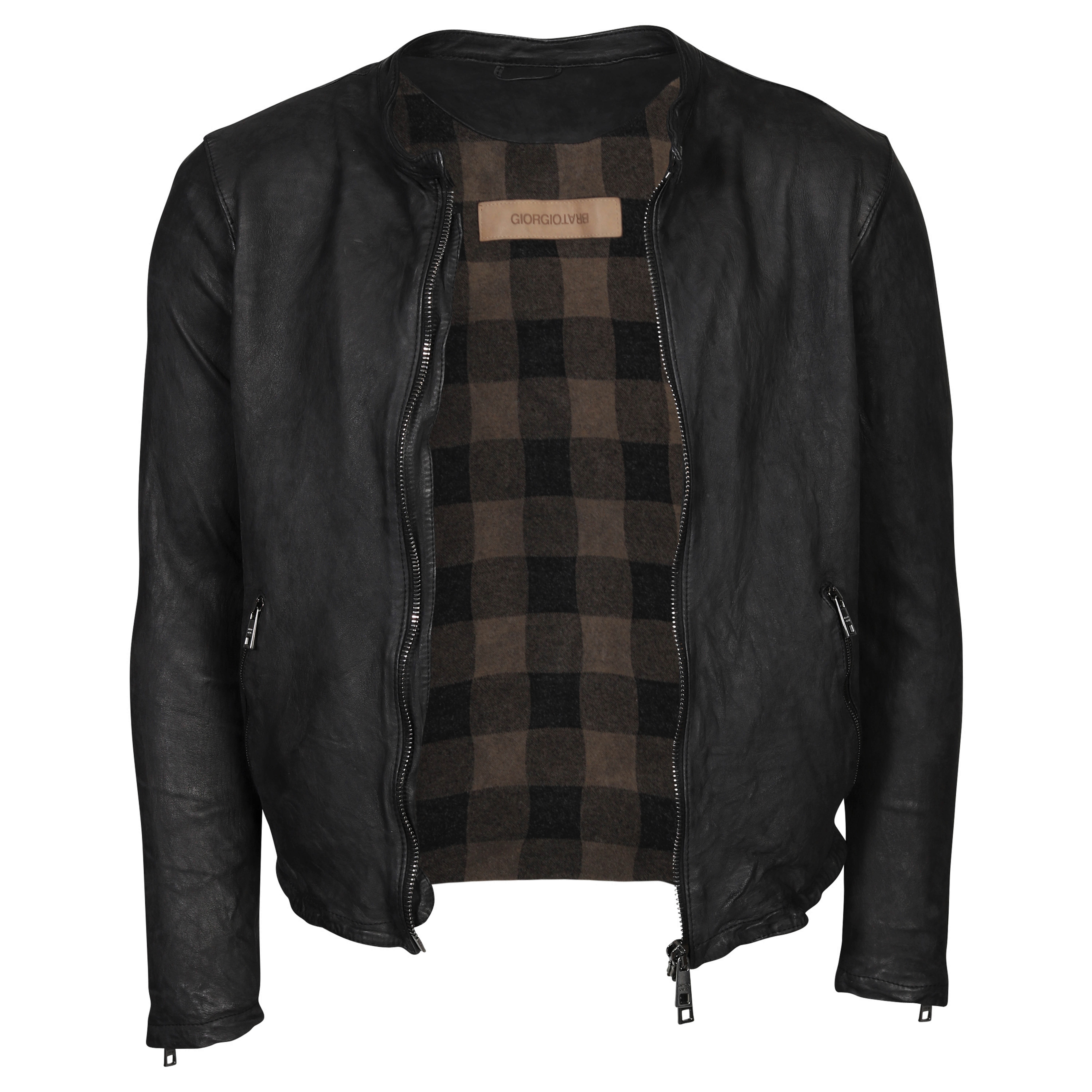 Giorgio Brato Leather Jacket Washed Black