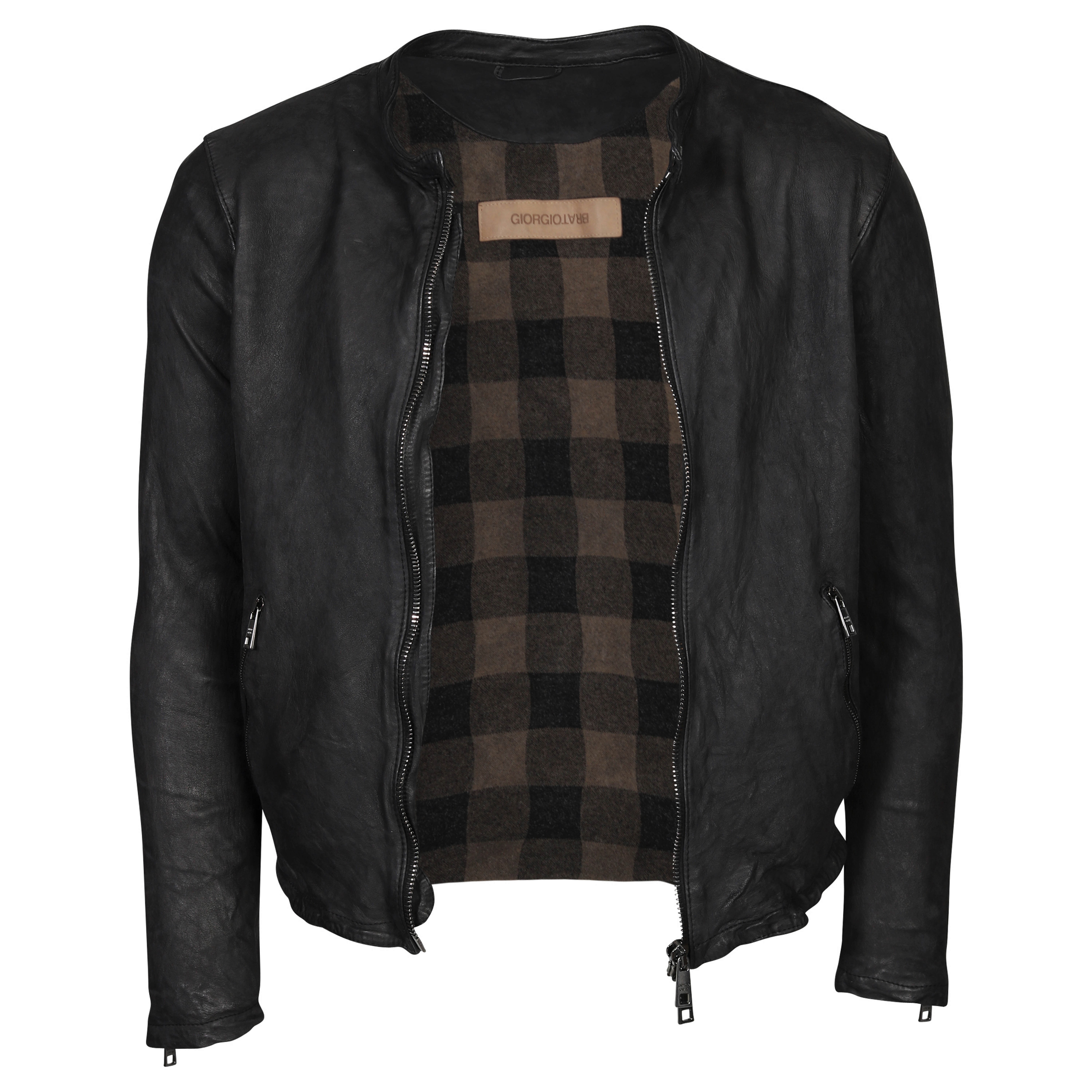 Giorgio Brato Leather Jacket Washed Black Giorgio Brato Leather Jacket Washed Black