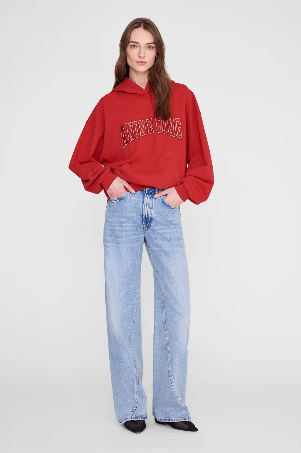 ANINE BING Harvey Sweatshirt in Tango Red