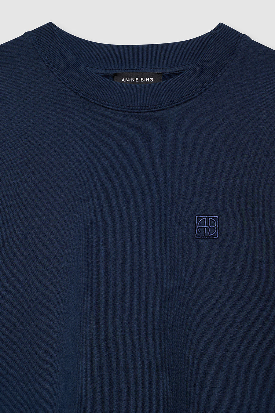 ANINE BING Miles Framed Monogram Sweatshirt in Washed Navy