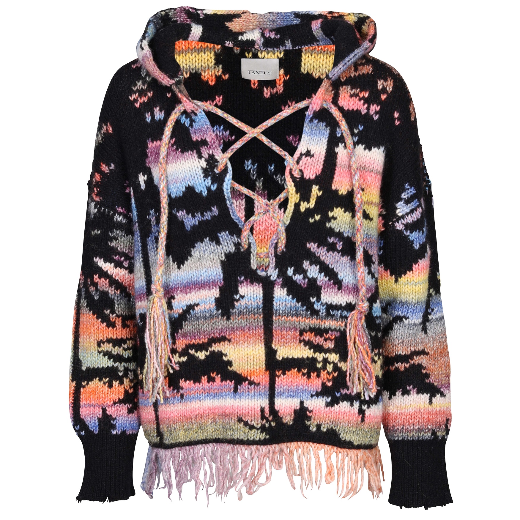 Laneus Knitted Multicolor Palm Hoodie