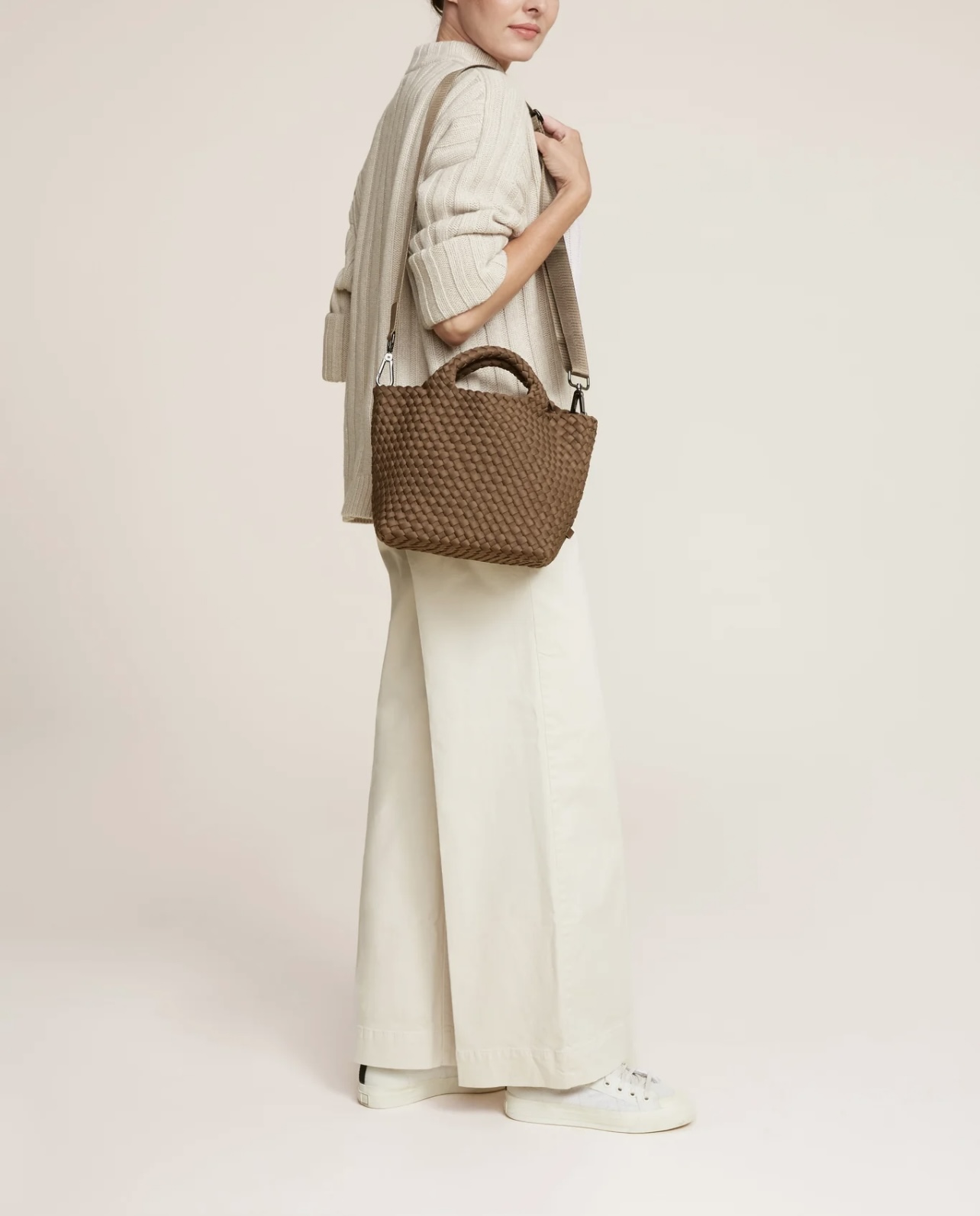 NAGHEDI Handwoven Small Tote St. Barth in Brown