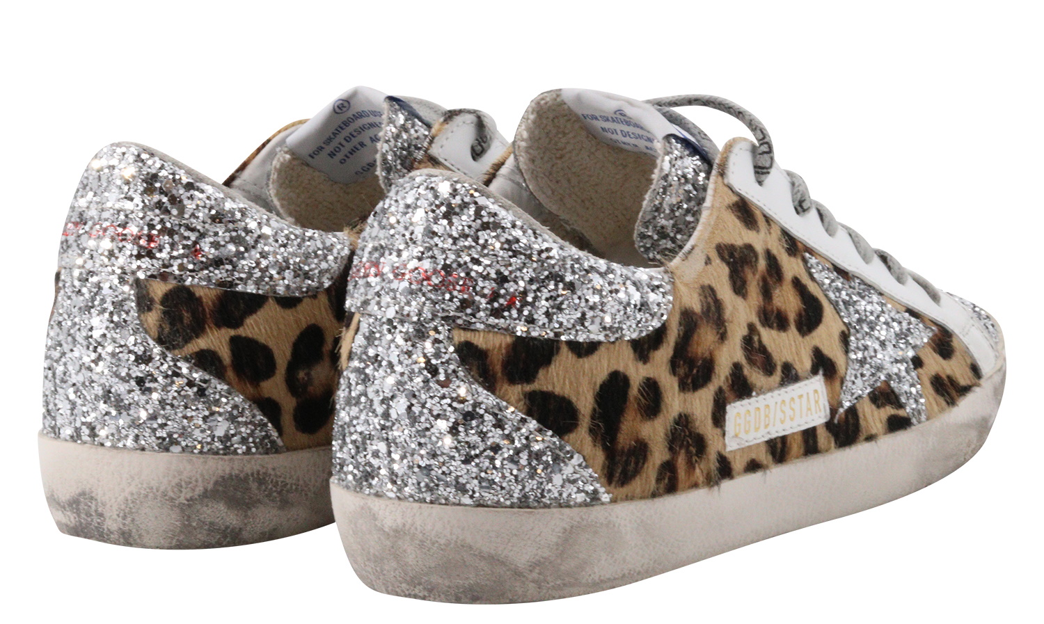 Golden Goose Superstar Leopard Horsy Glitter Star and Heel 36