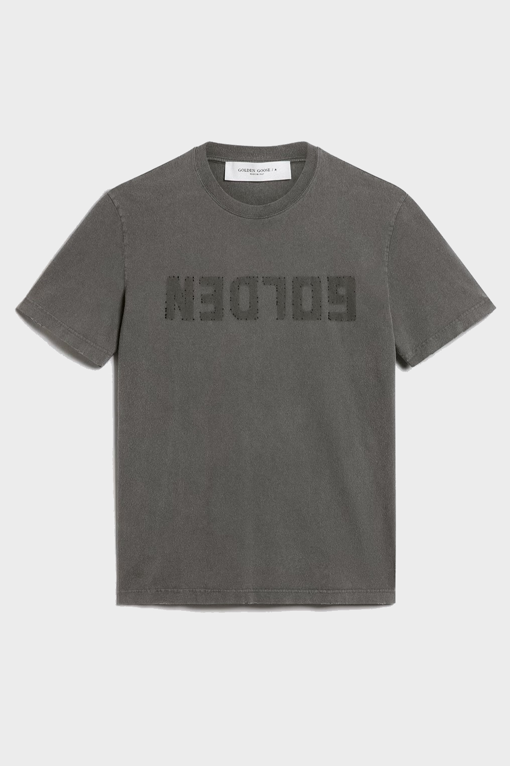 GOLDEN GOOSE Distressed Logo T-Shirt in Dark Grey GOLDEN GOOSE Distressed Logo T-Shirt in Dark Grey