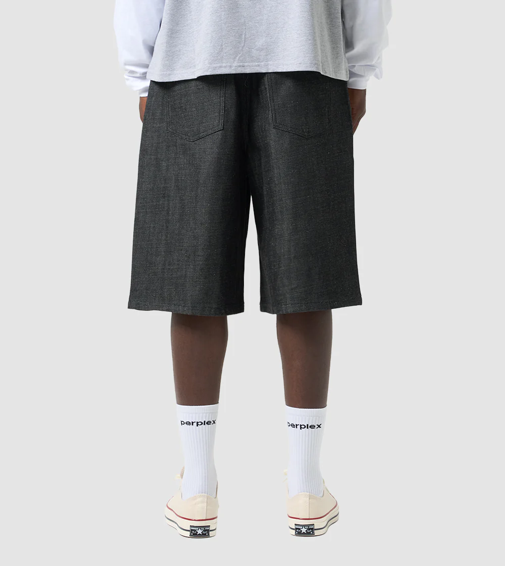 PERPLEX Japanese Raw Denim Shorts in Black