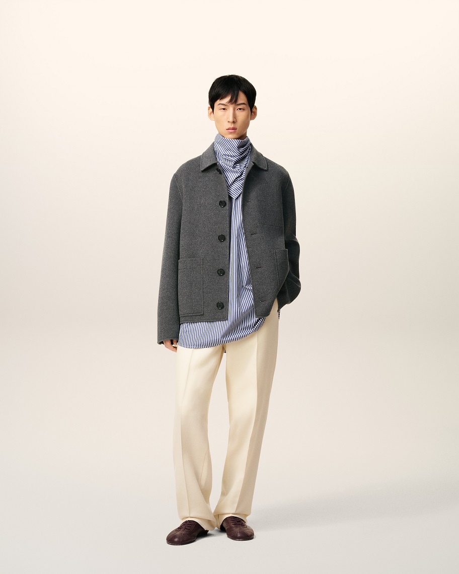 AMI PARIS de Coeur Boxy Fit Wool Jacket in Heather Grey
