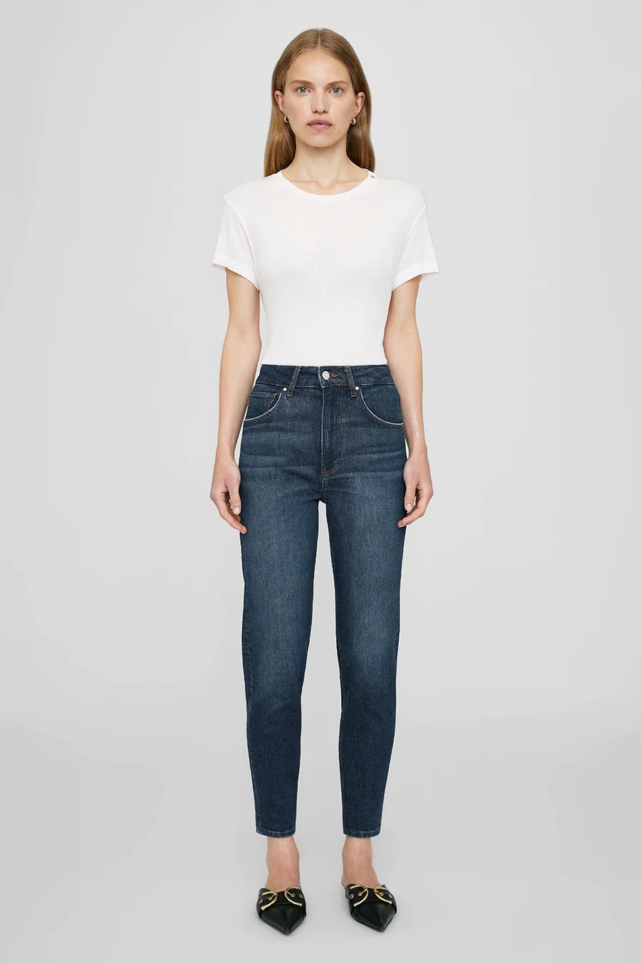 ANINE BING Amani Cashmere Blend Tee in Off White
