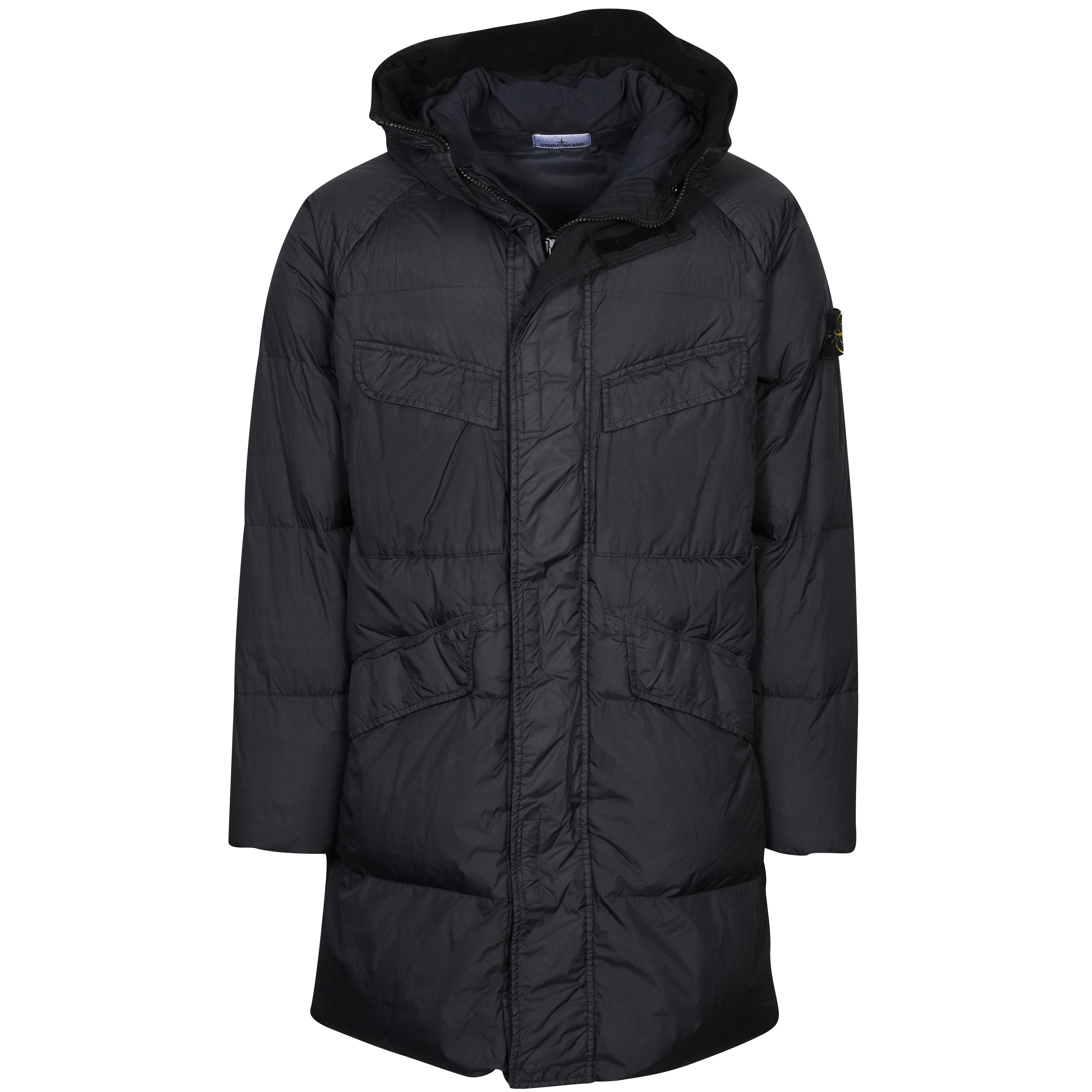 Stone Island Garment Dyed Crincle Reps Ny Down Parka in Black