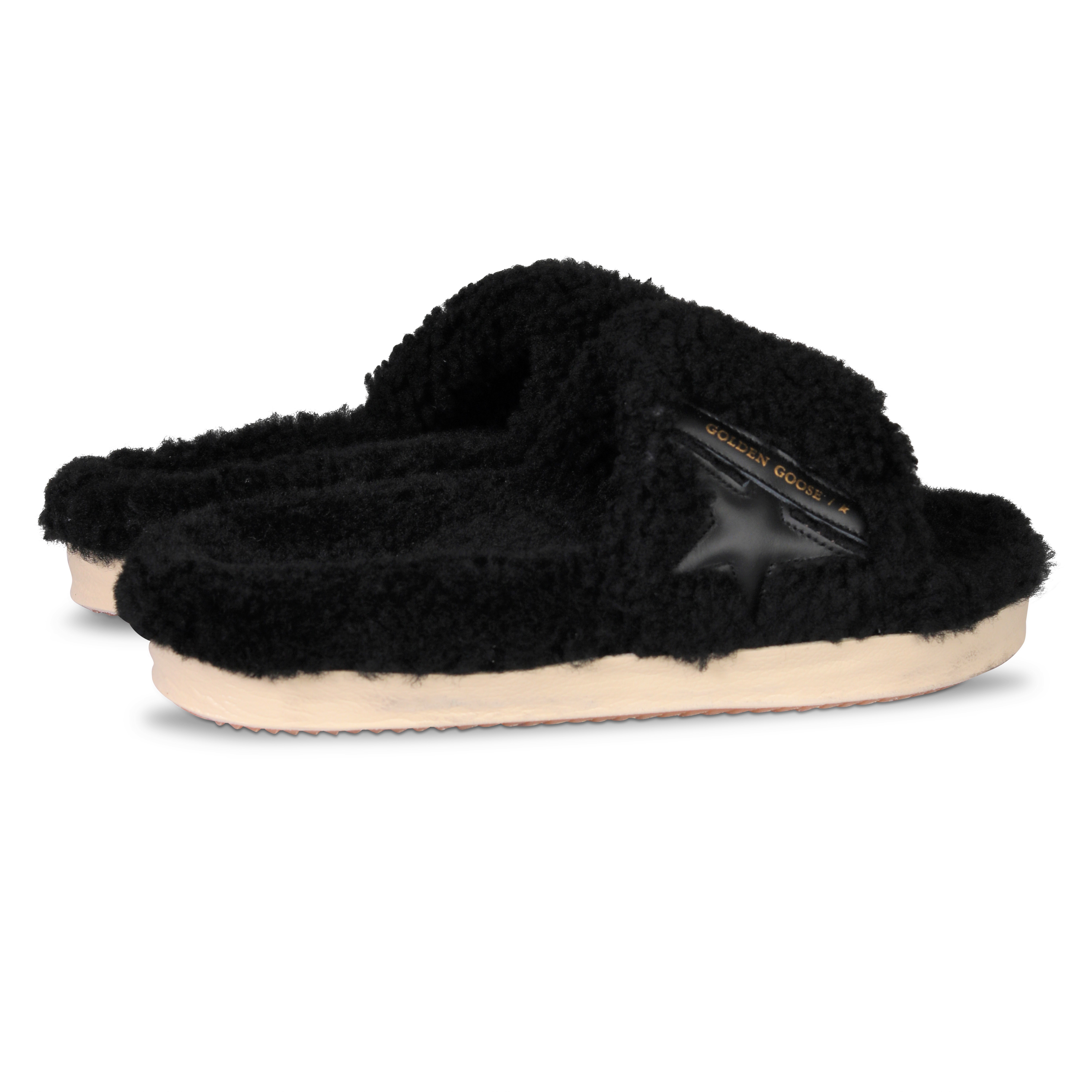 Golden Goose Slipper Poolstar Shearling Upper Black