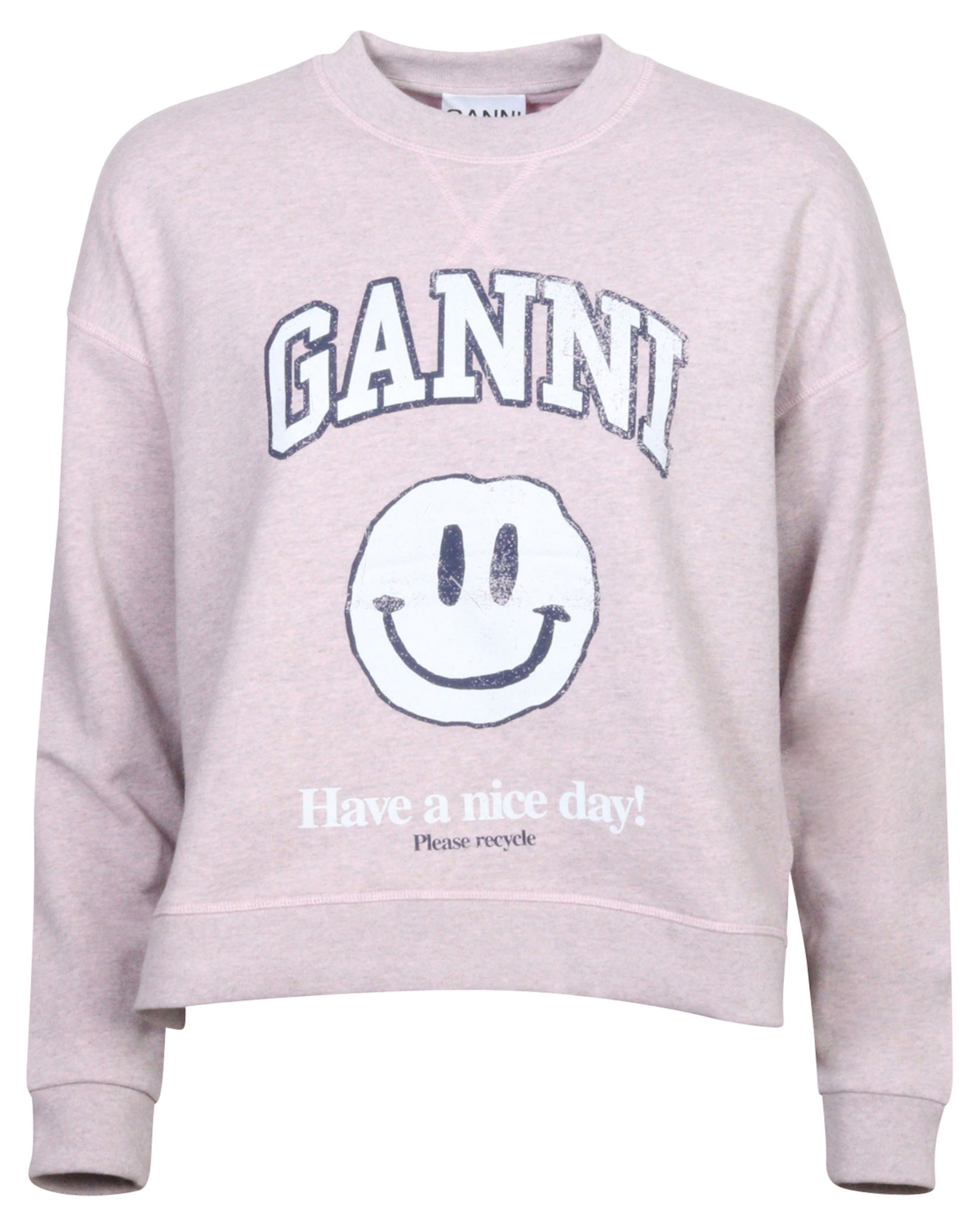 Ganni Smiley Sweatshirt Rose Melange